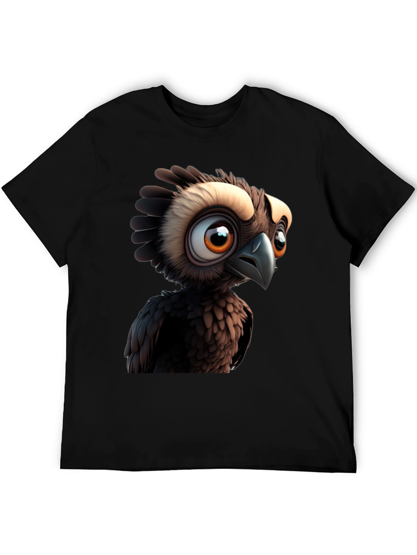 Cartoon Owl Graphic Print Black T-Shirt