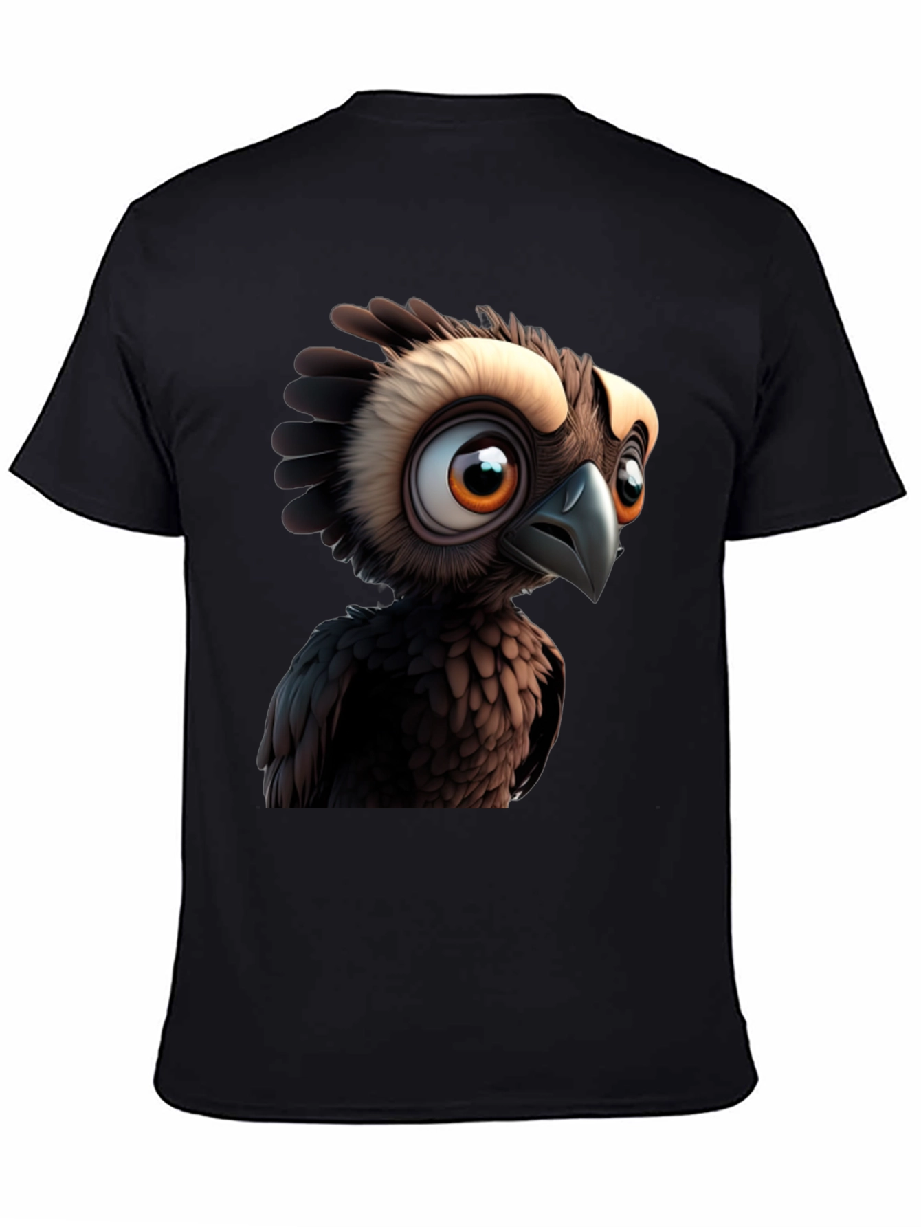 Cartoon Owl Graphic Print Black T-Shirt
