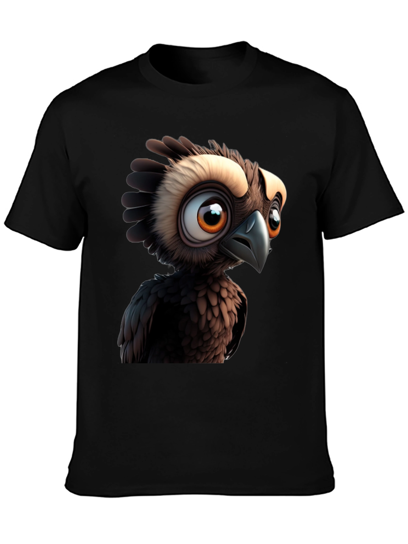 Cartoon Owl Graphic Print Black T-Shirt