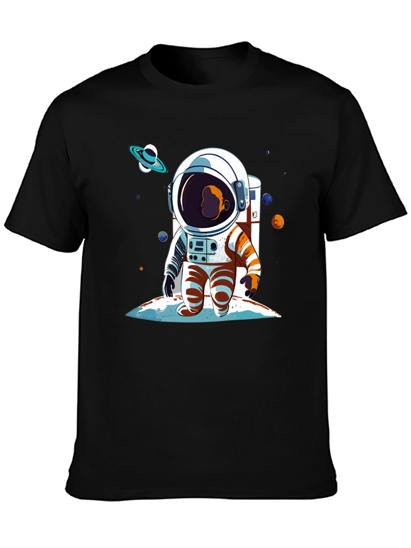 Astronaut Cartoon Graphic Tee - Space Adventure T-Shirt