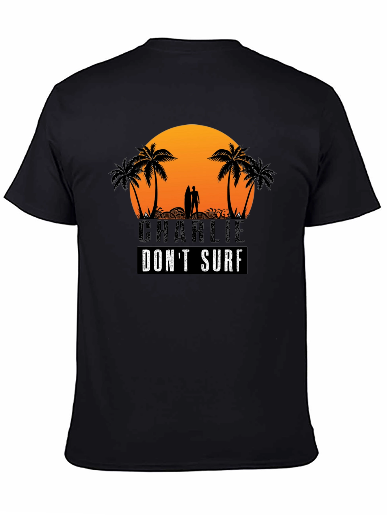 Charlie Dont Surf Graphic Tee - Black Cotton T-Shirt