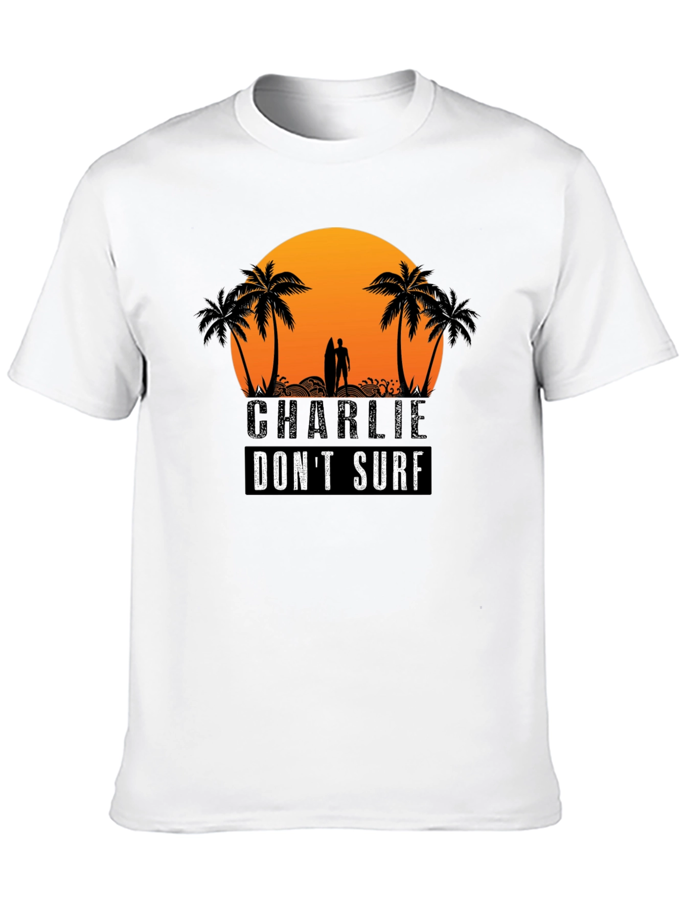 Charlie Dont Surf Graphic Tee - Black Cotton T-Shirt