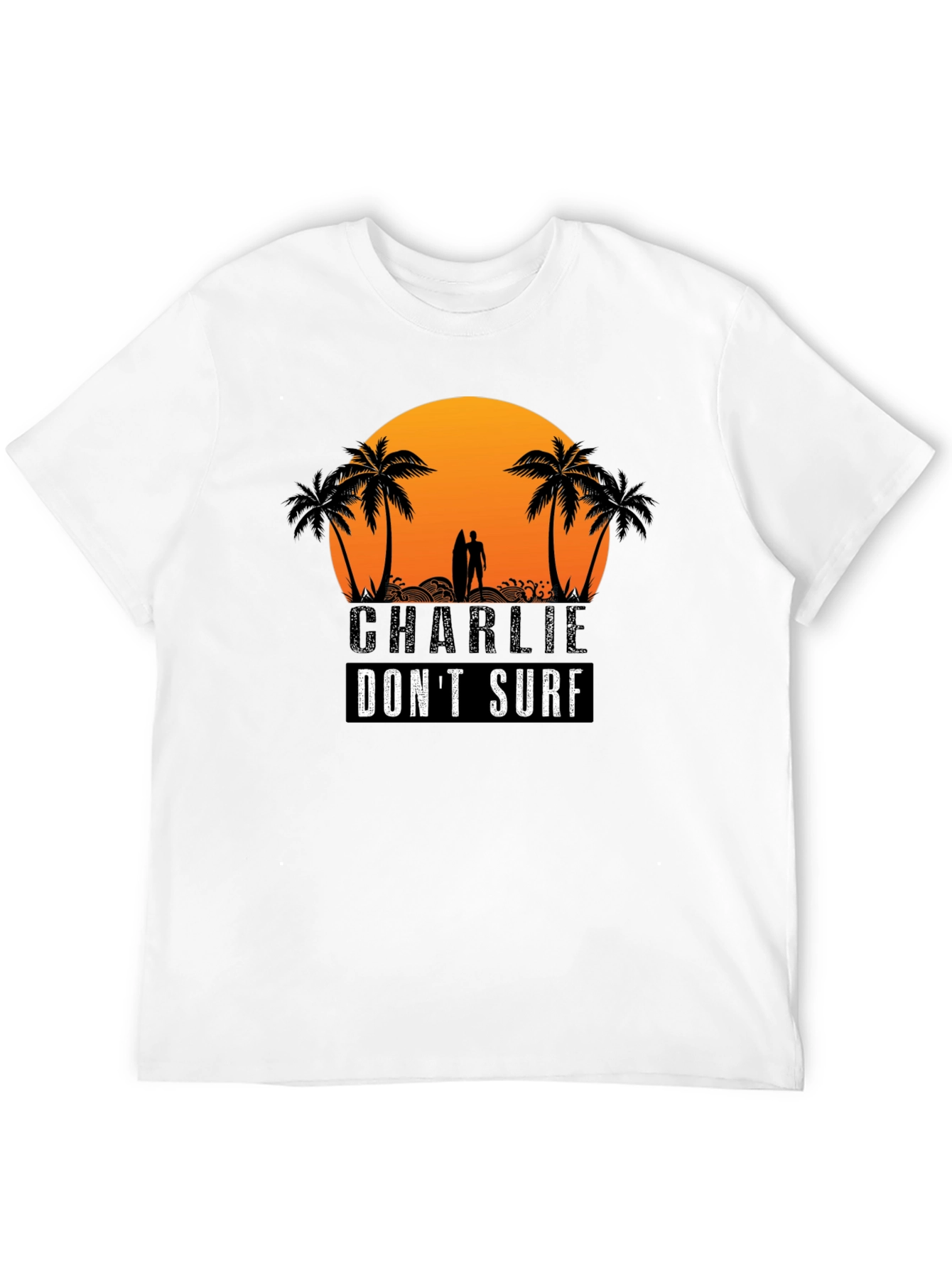 Charlie Dont Surf Graphic Tee - Black Cotton T-Shirt