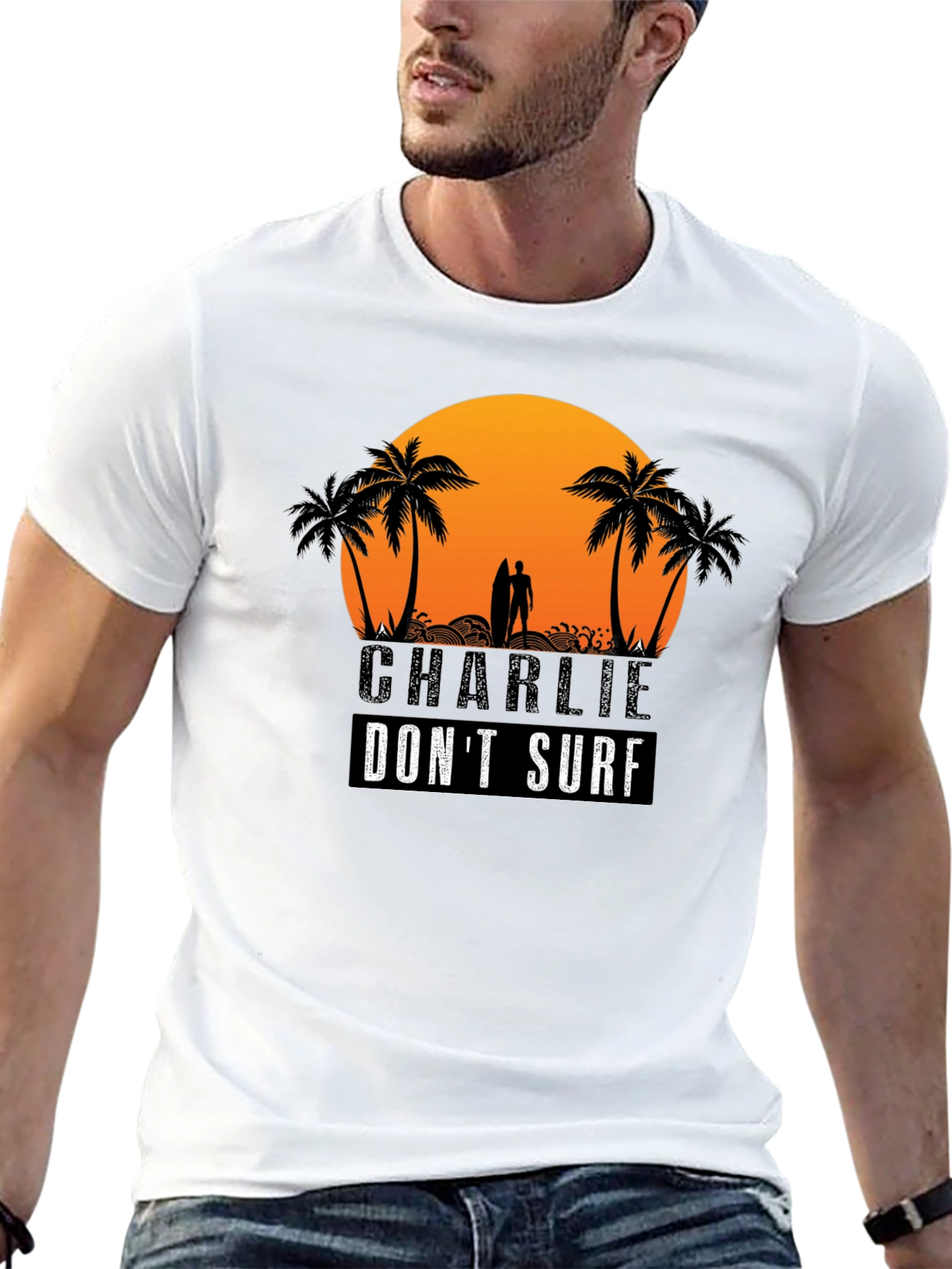 Charlie Dont Surf Graphic Tee - Black Cotton T-Shirt