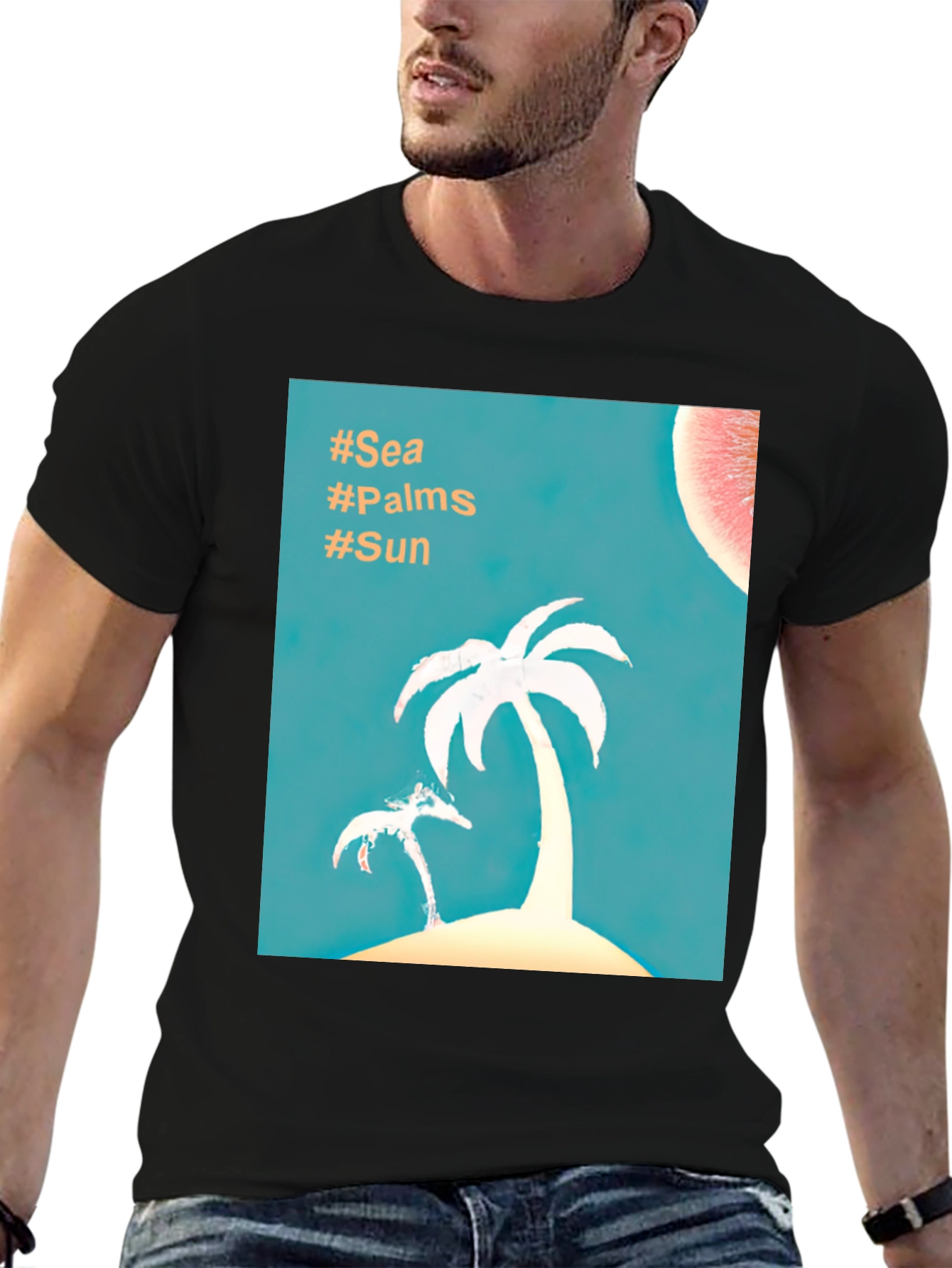 Tropical Palm Tree T-Shirt - Sea Palms Sun Design
