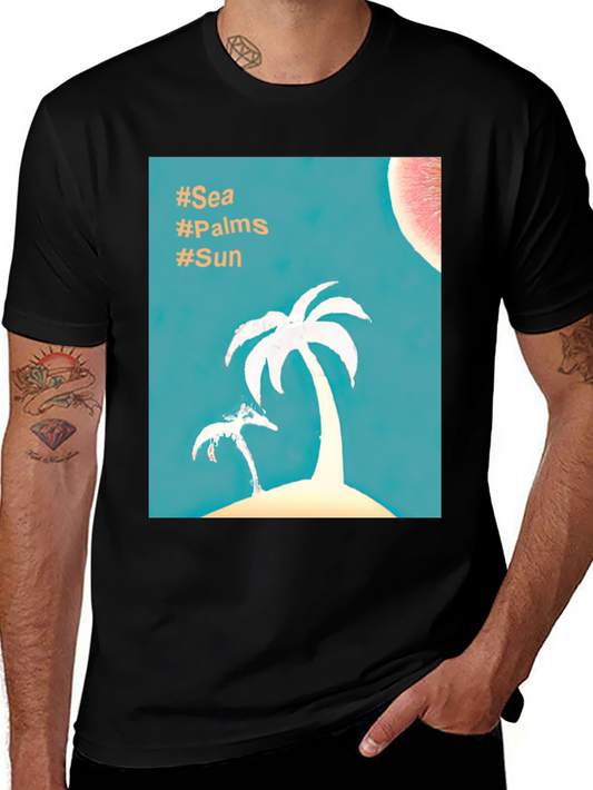 Tropical Palm Tree T-Shirt - Sea Palms Sun Design