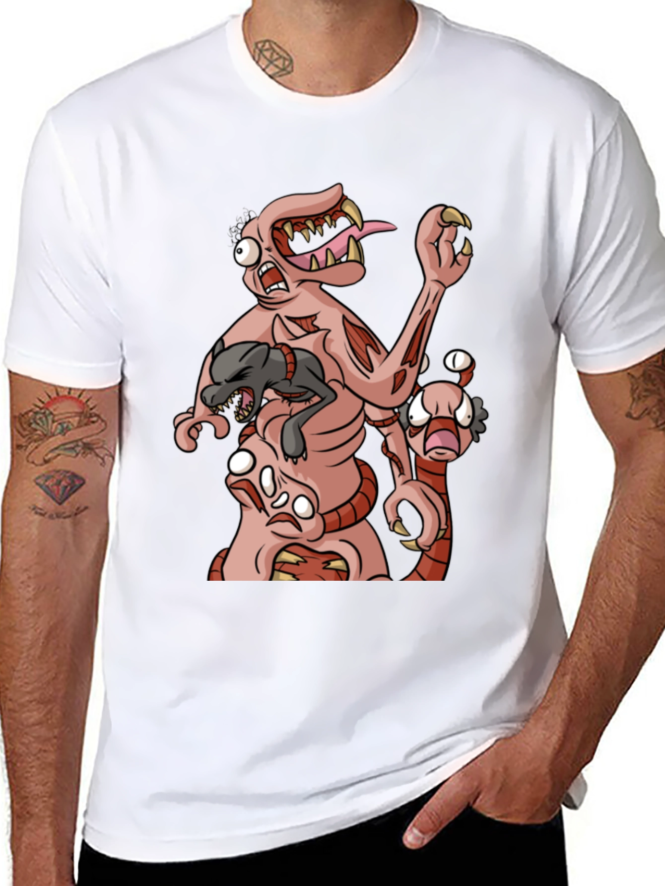 Monster Graphic Print Black T-Shirt