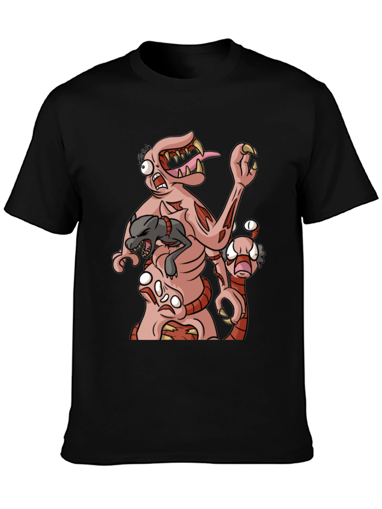 Monster Graphic Print Black T-Shirt