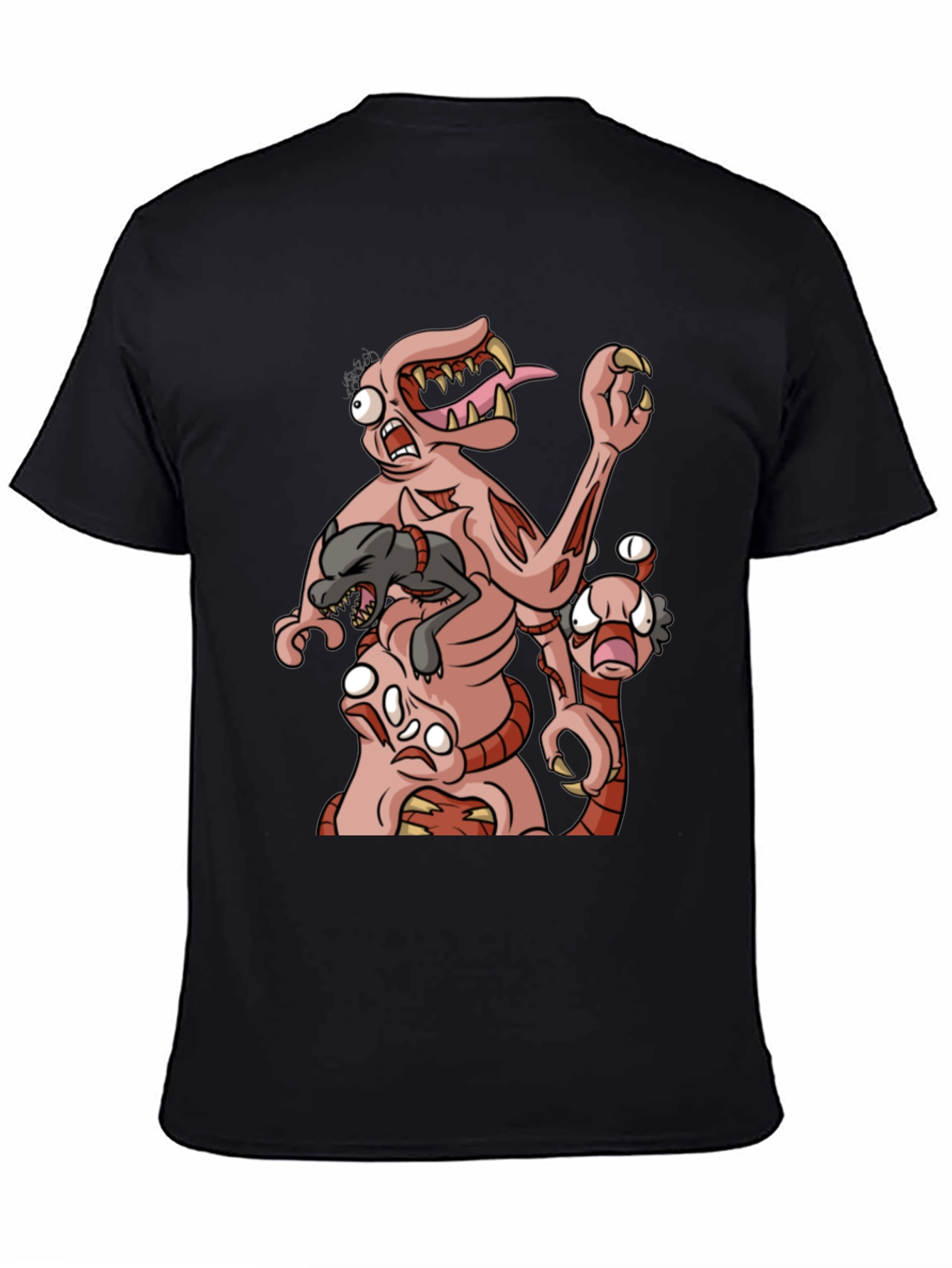 Monster Graphic Print Black T-Shirt