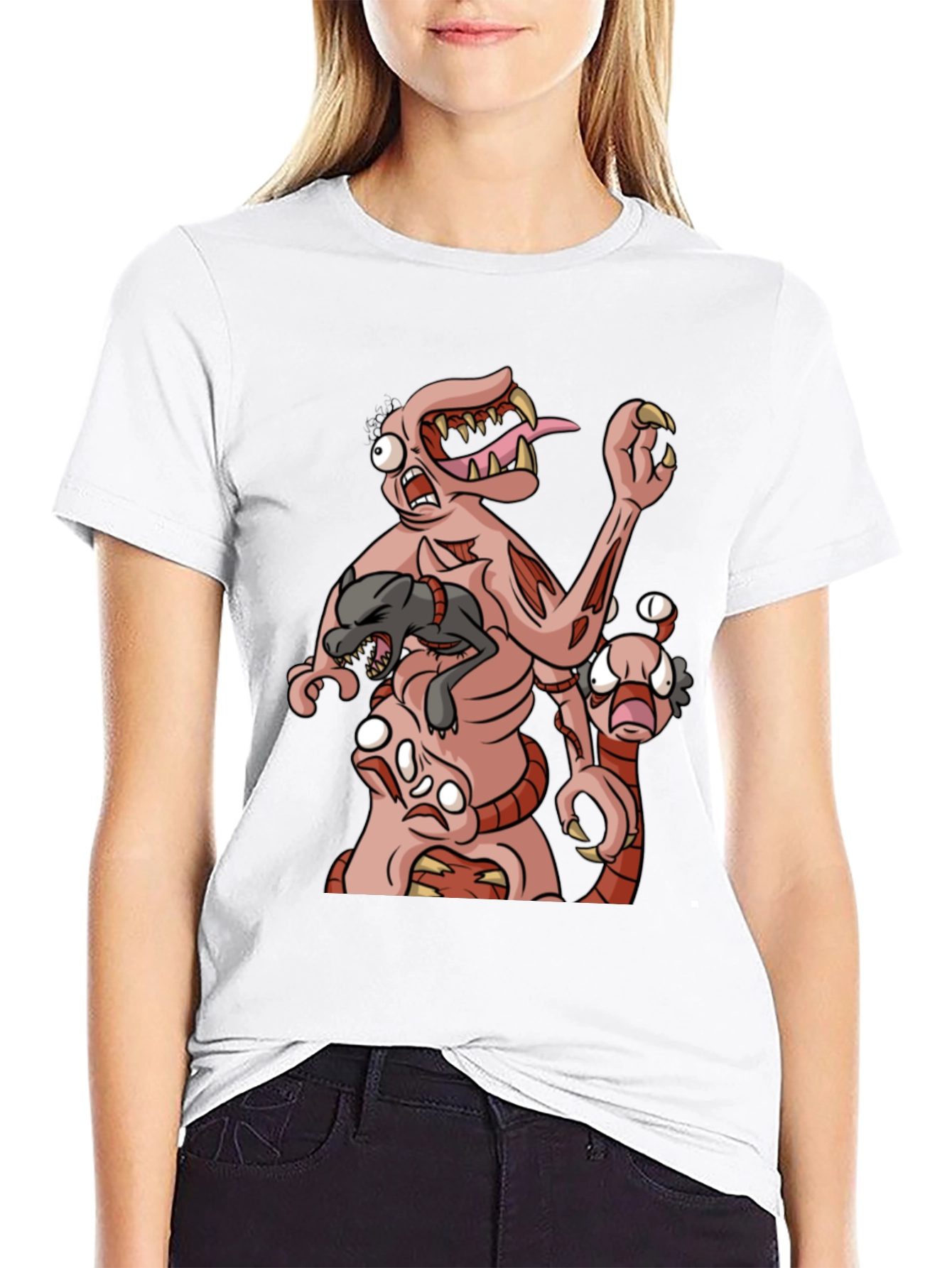 Monster Graphic Print Black T-Shirt