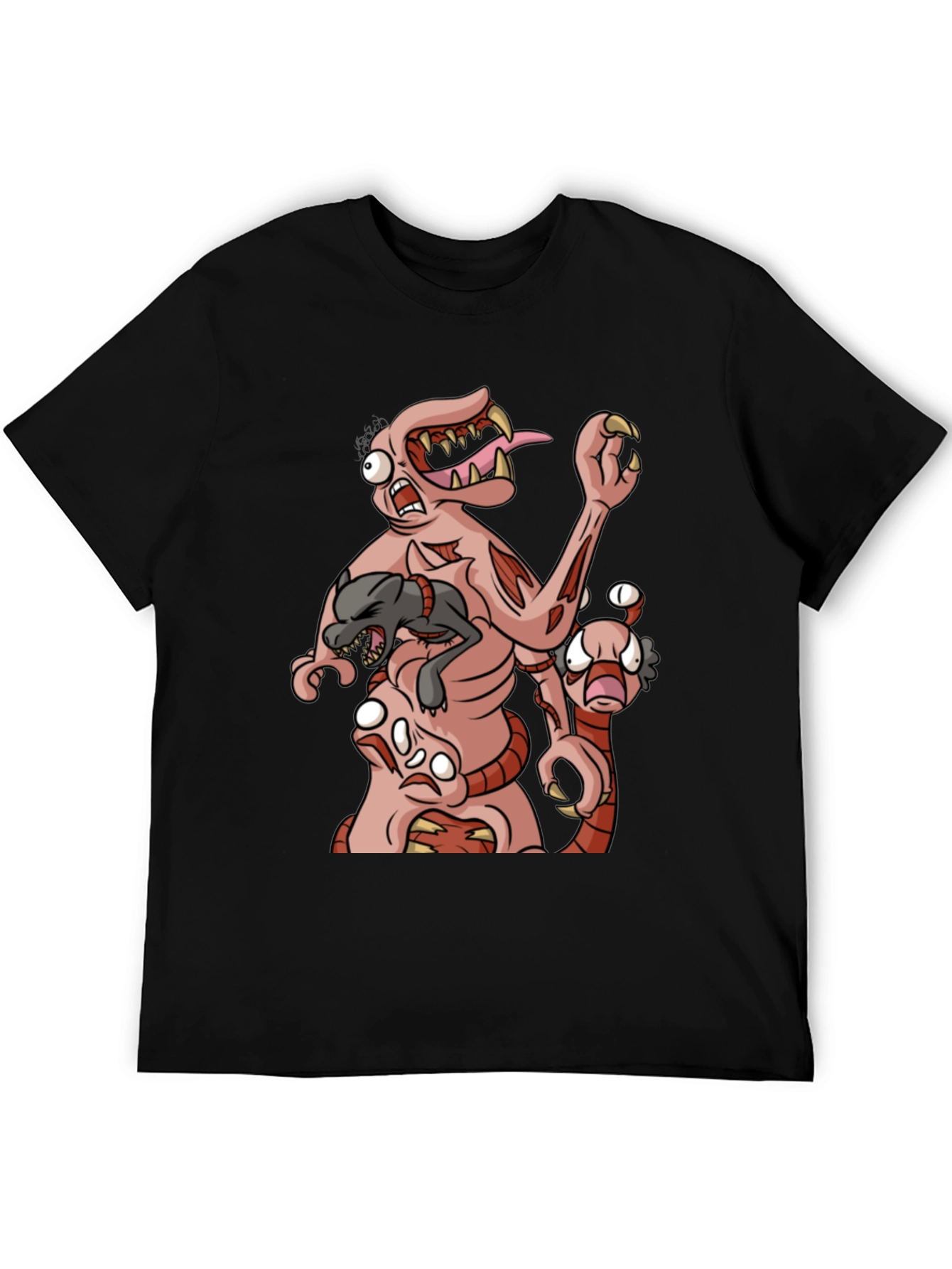 Monster Graphic Print Black T-Shirt