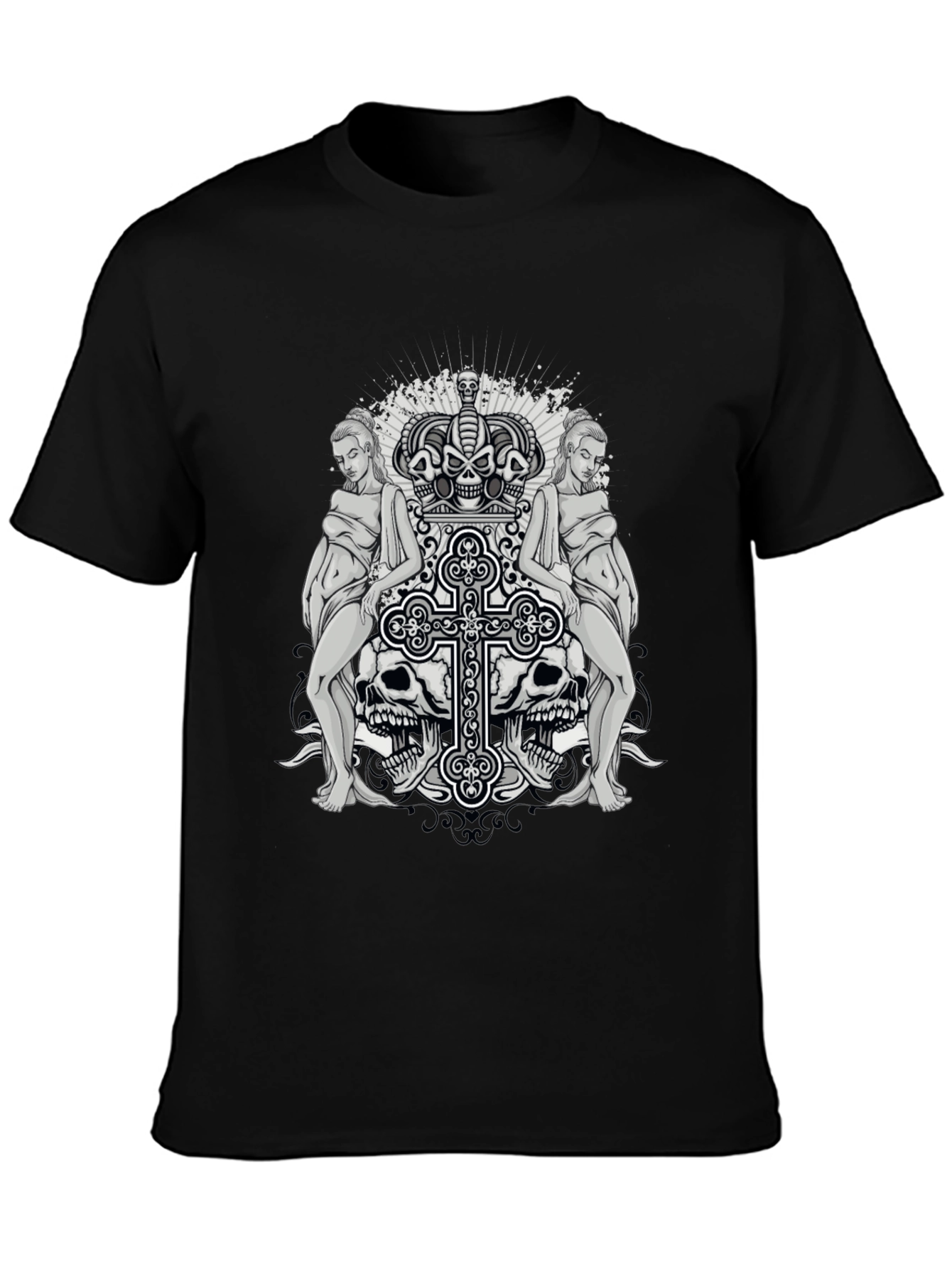 Skull & Cross Graphic Tee - Gothic Style