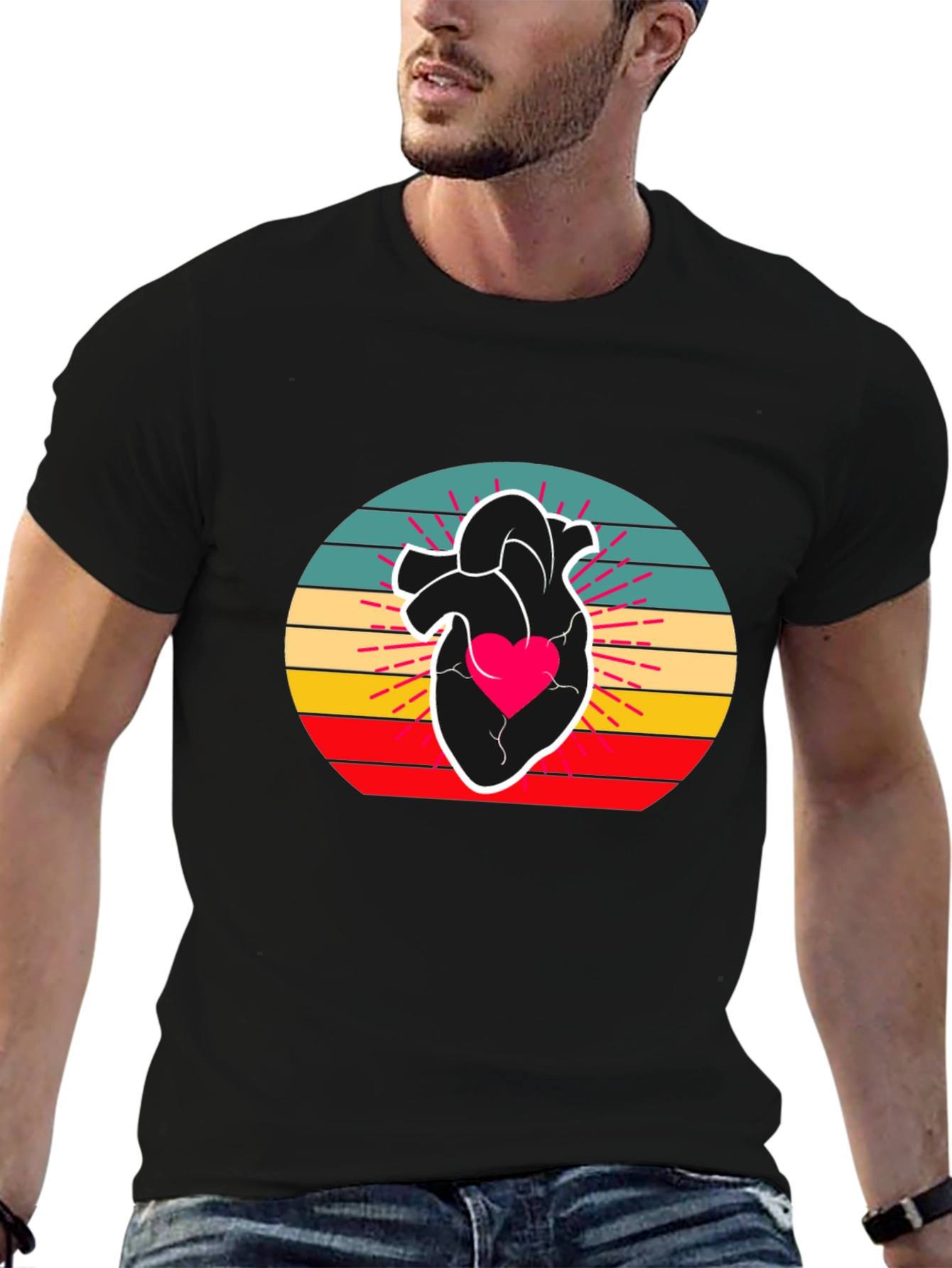 Retro Heart Graphic Tee - Stylish Comfort