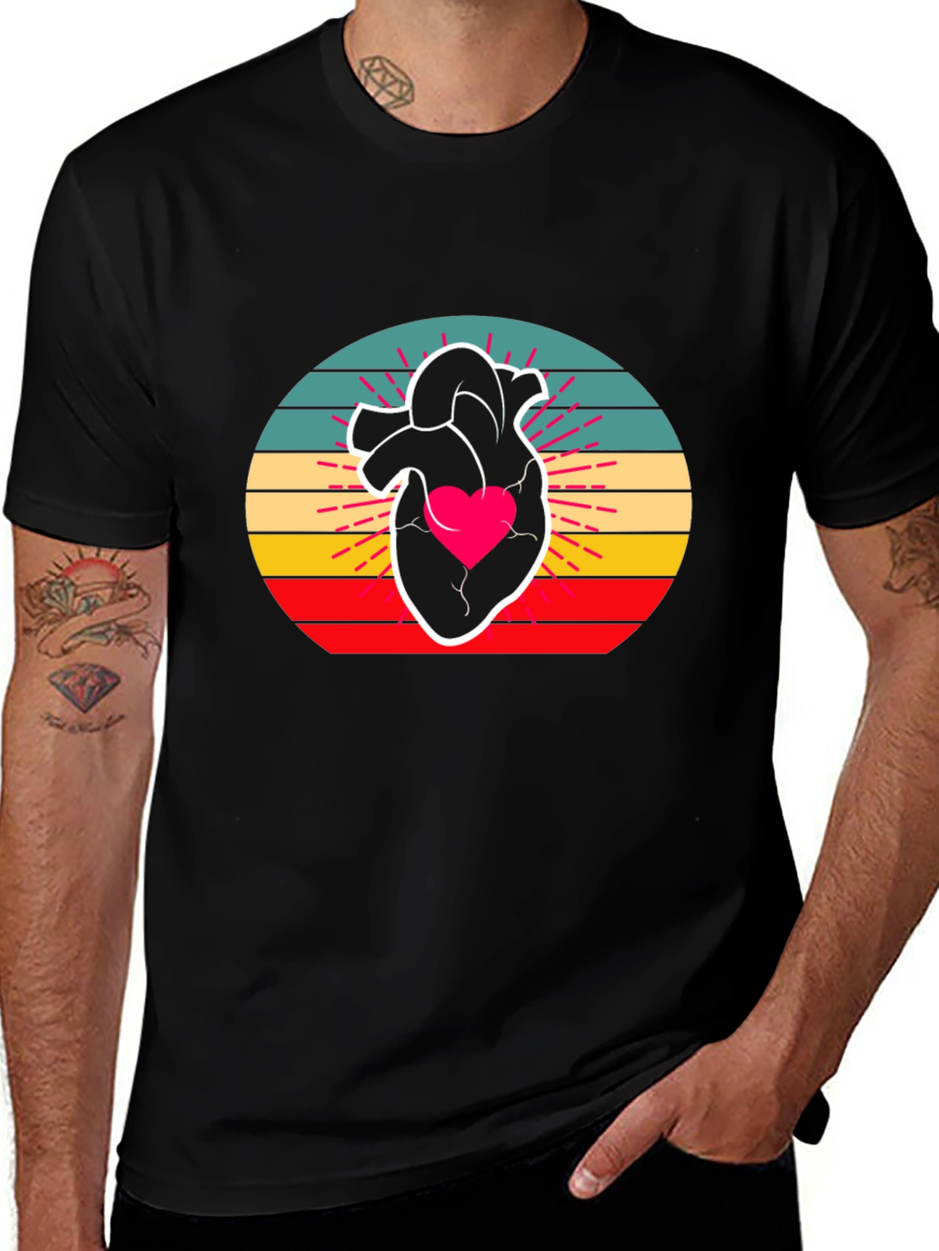 Retro Heart Graphic Tee - Stylish Comfort