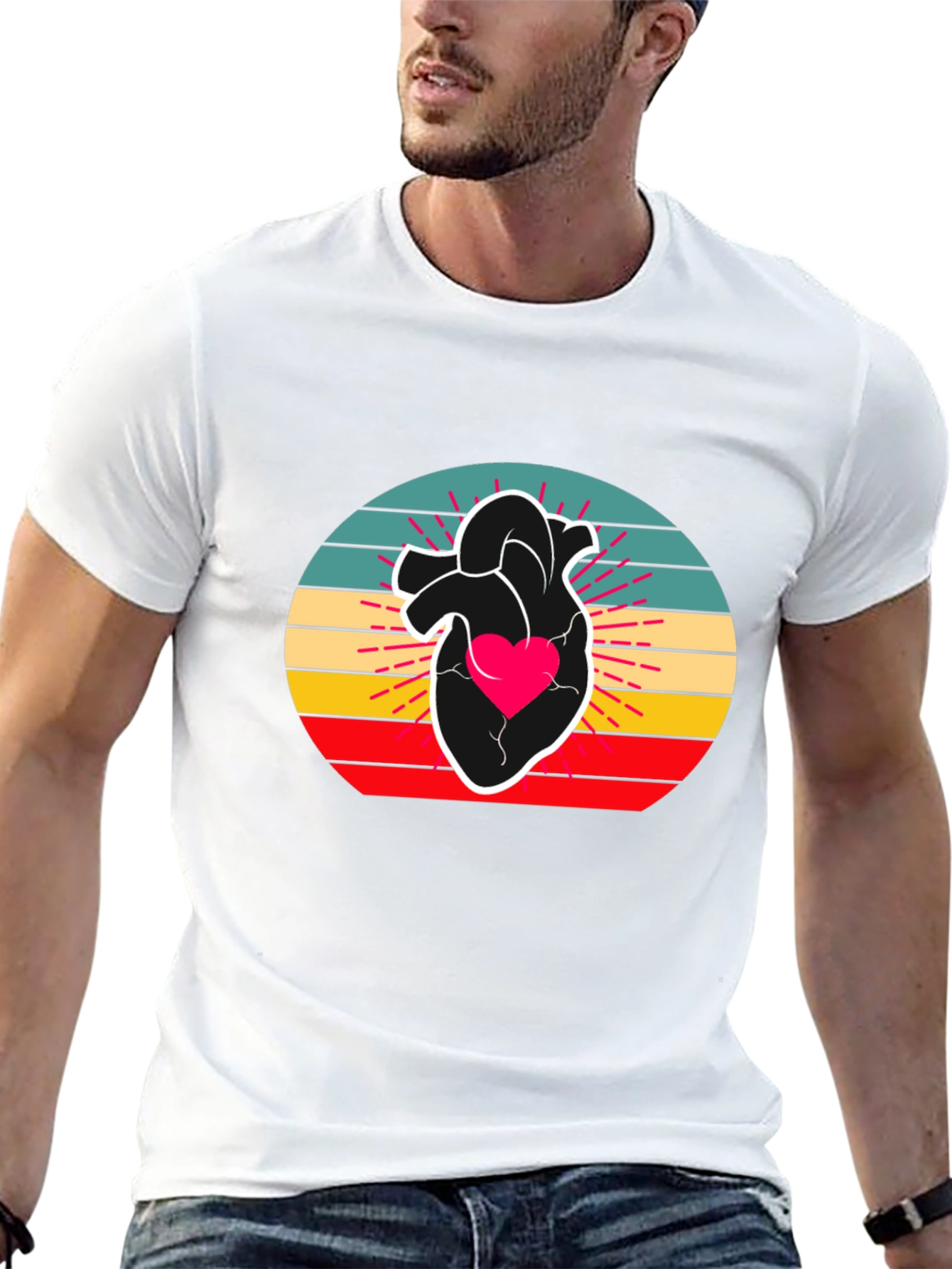 Retro Heart Graphic Tee - Stylish Comfort