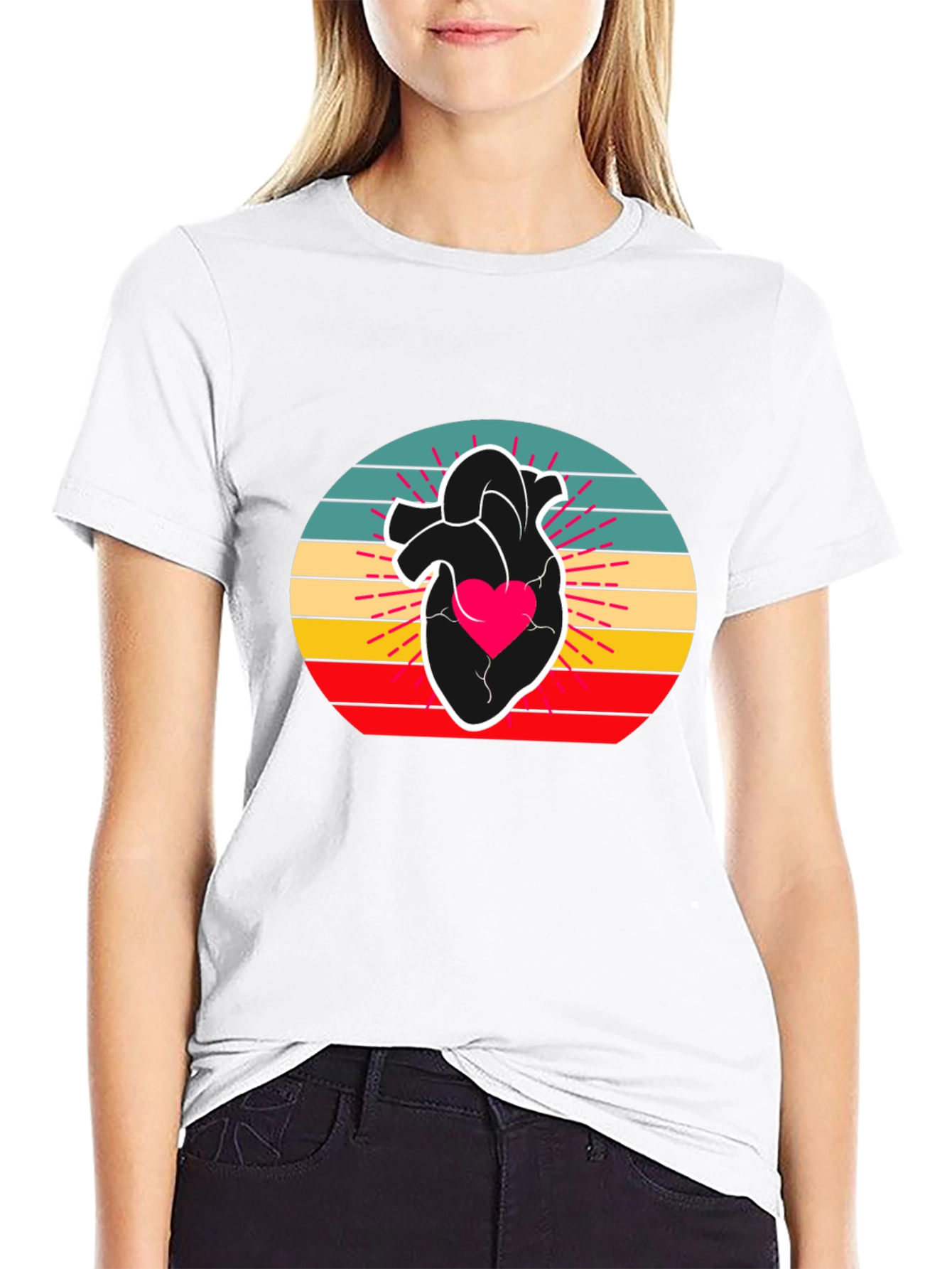 Retro Heart Graphic Tee - Stylish Comfort