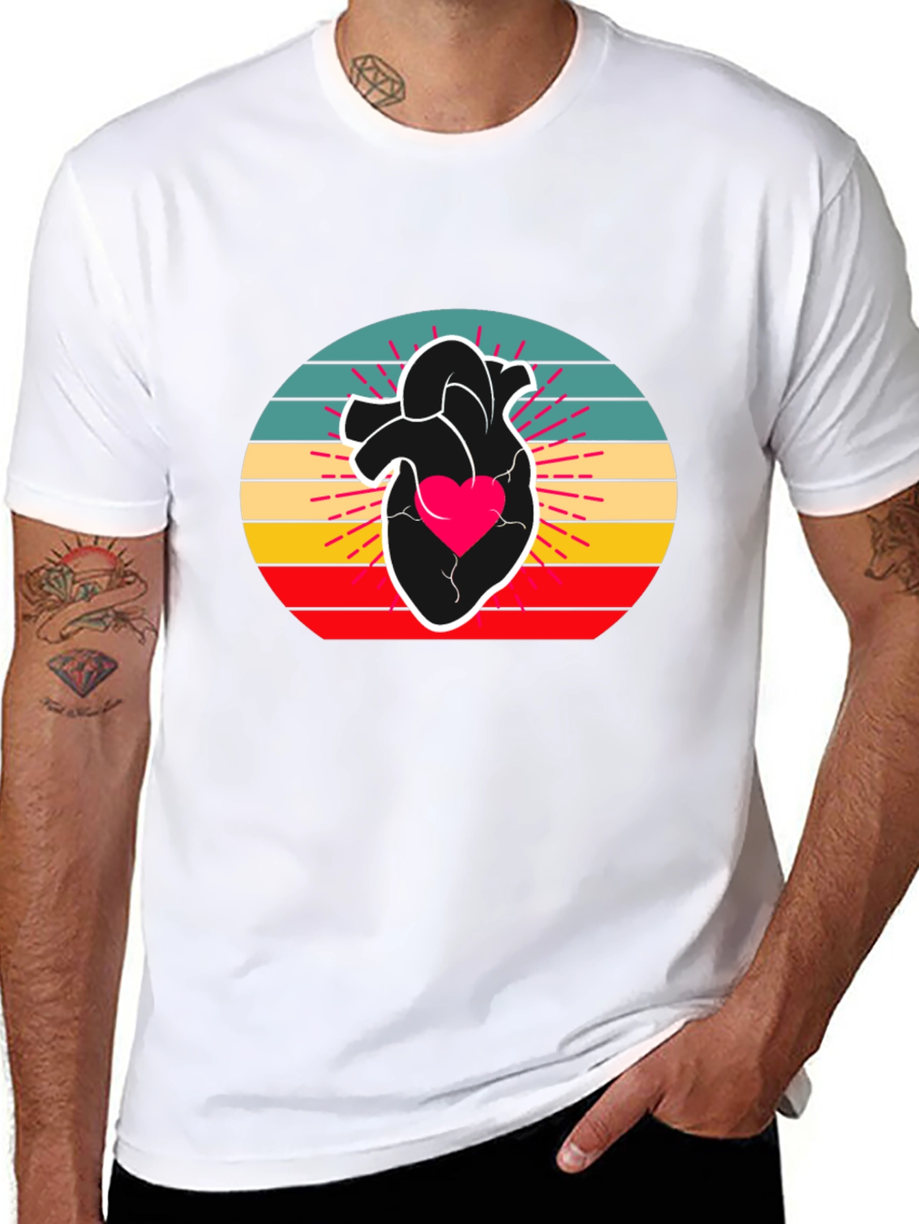 Retro Heart Graphic Tee - Stylish Comfort