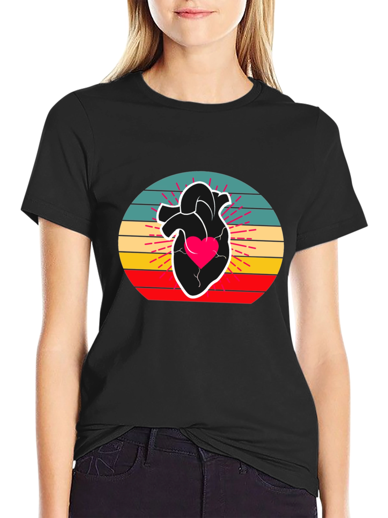 Retro Heart Graphic Tee - Stylish Comfort