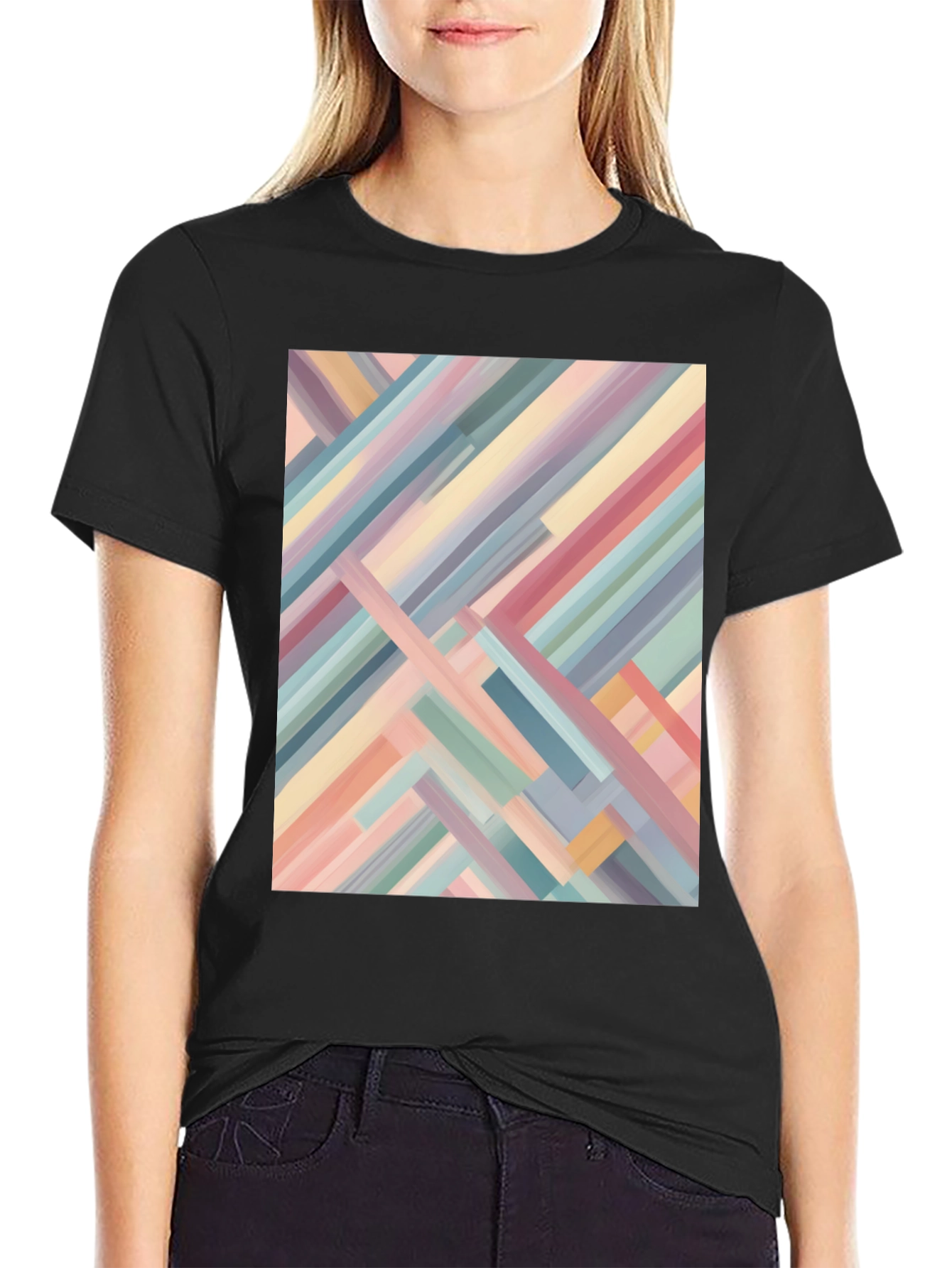 Abstract Geometric Stripes Tee