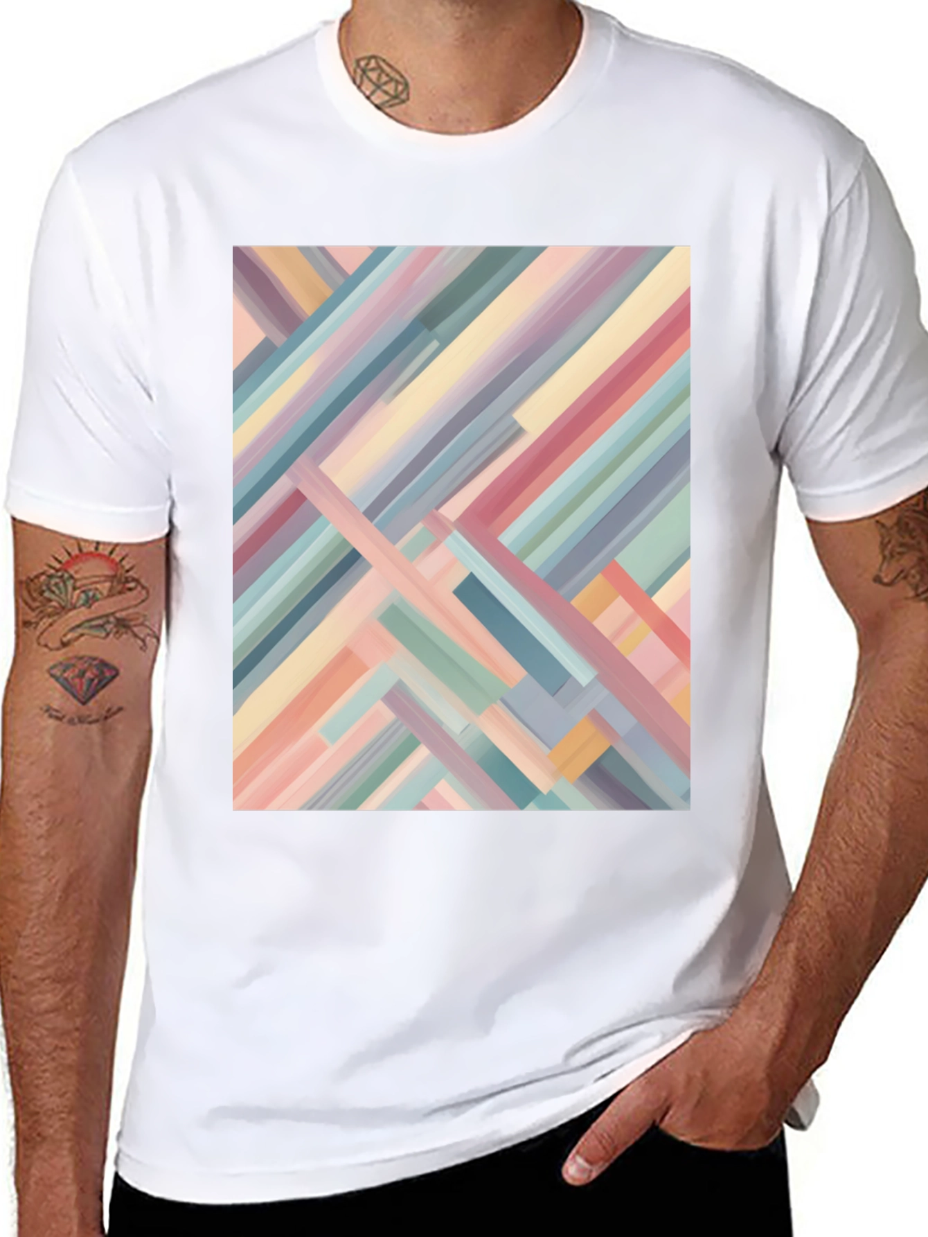 Abstract Geometric Stripes Tee
