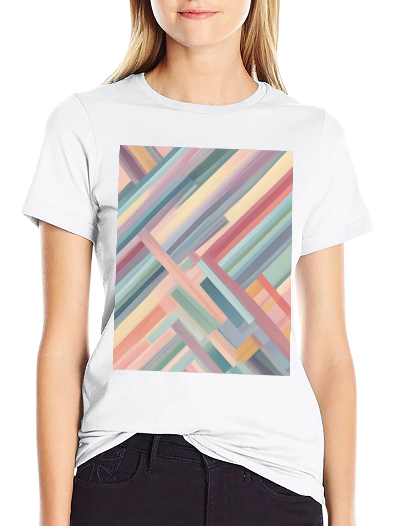 Abstract Geometric Stripes Tee