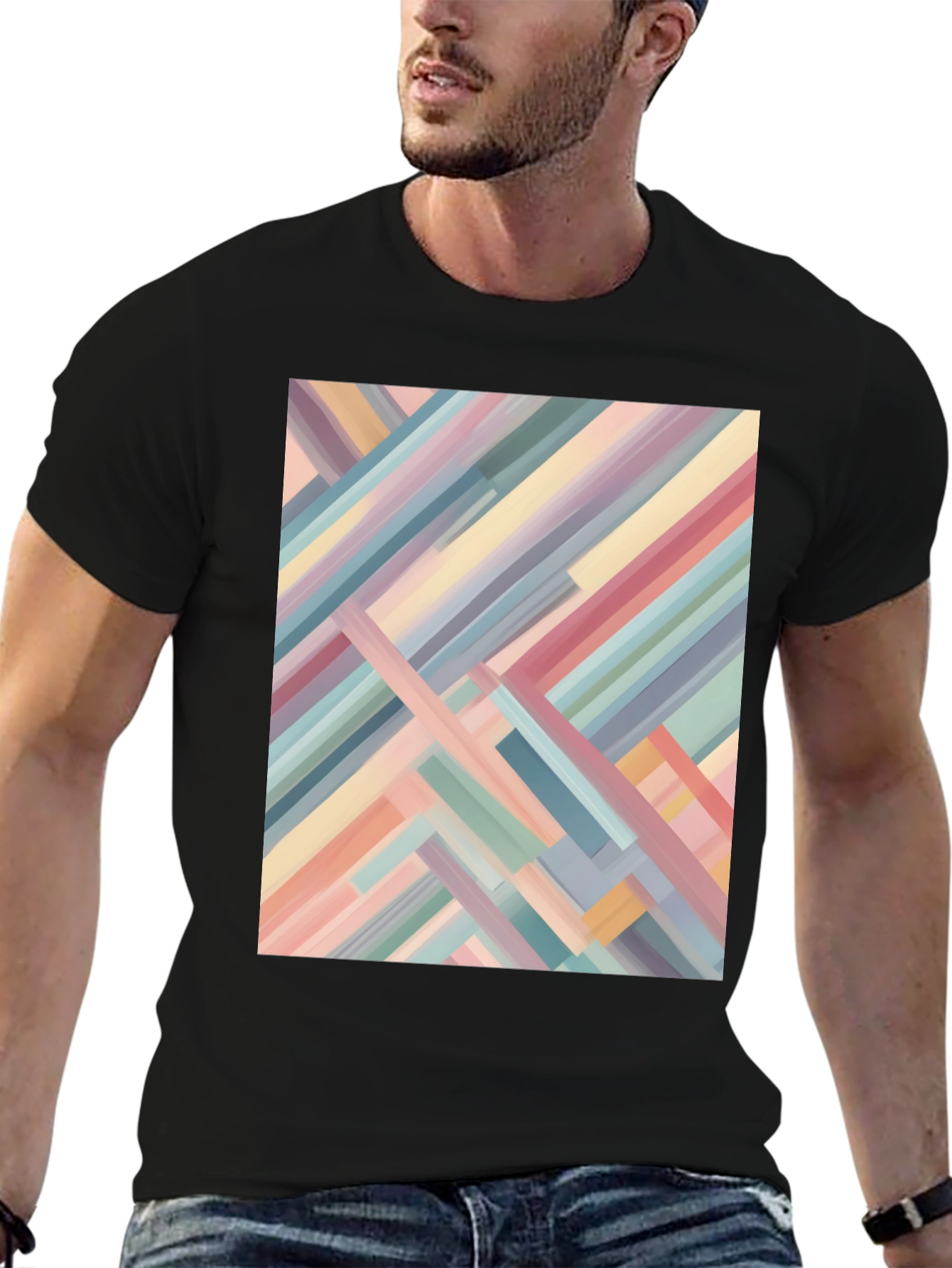 Abstract Geometric Stripes Tee