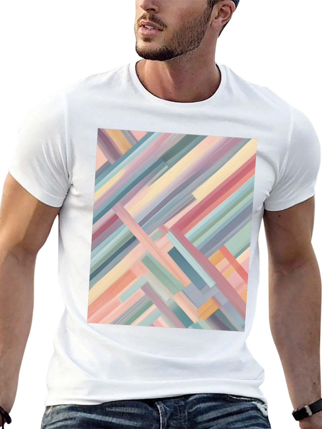 Abstract Geometric Stripes Tee