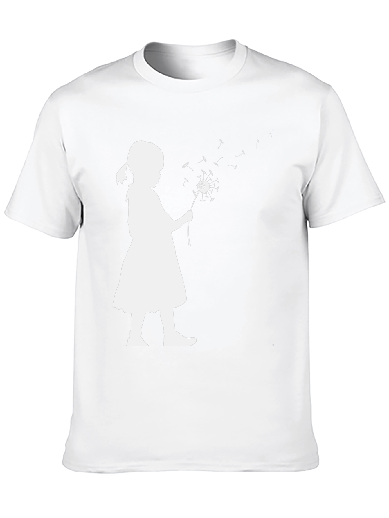 Silhouette Girl Dandelion Black T-Shirt