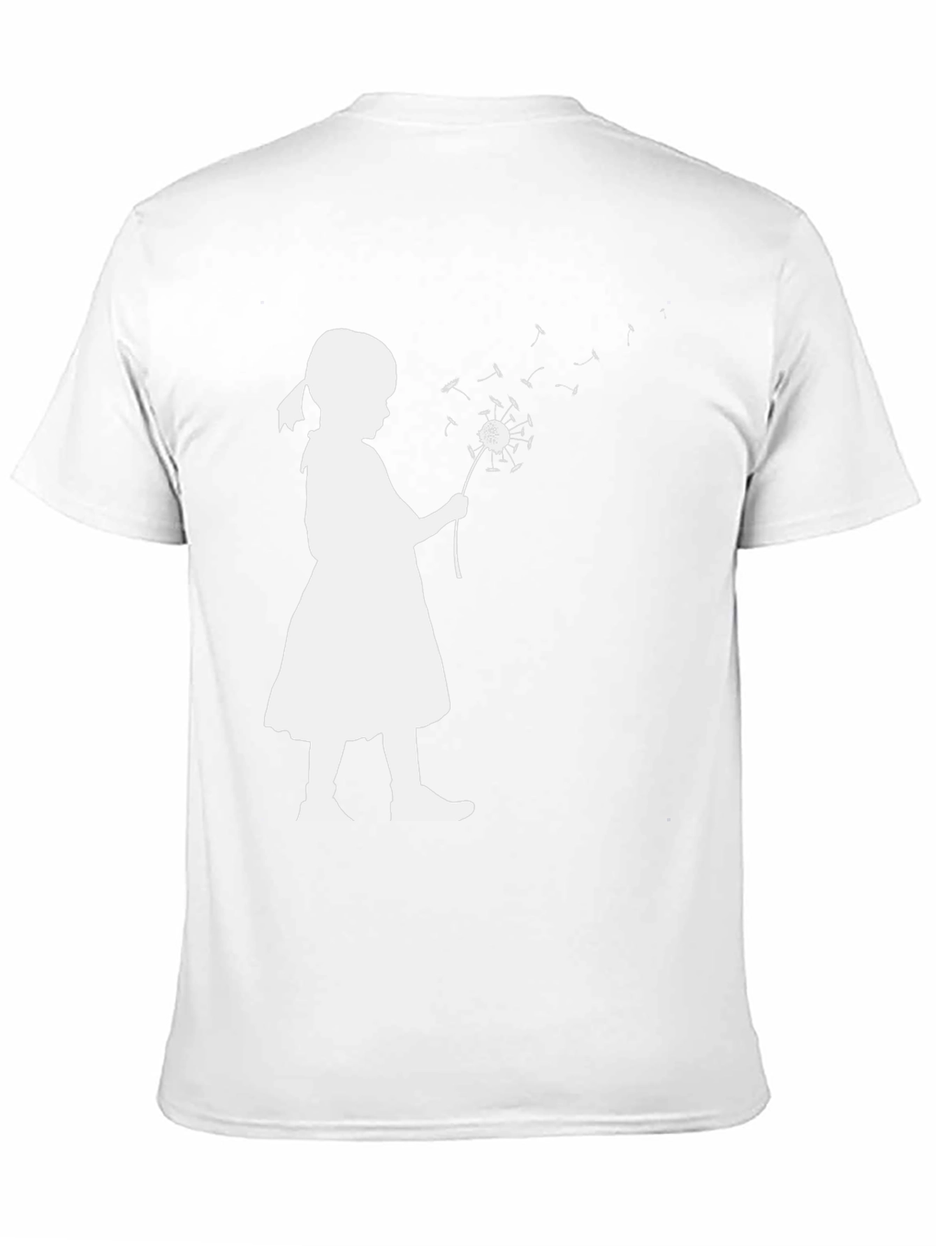 Silhouette Girl Dandelion Black T-Shirt