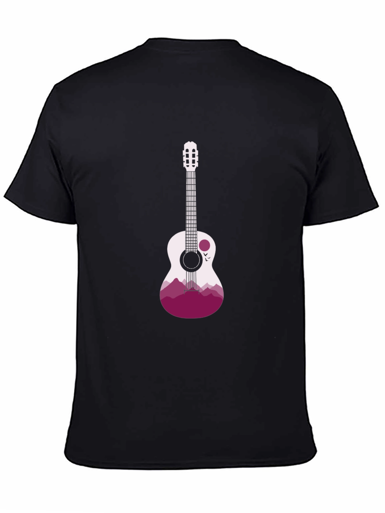 Guitar Mountain Graphic Tee - Stylish Black T-Shirt