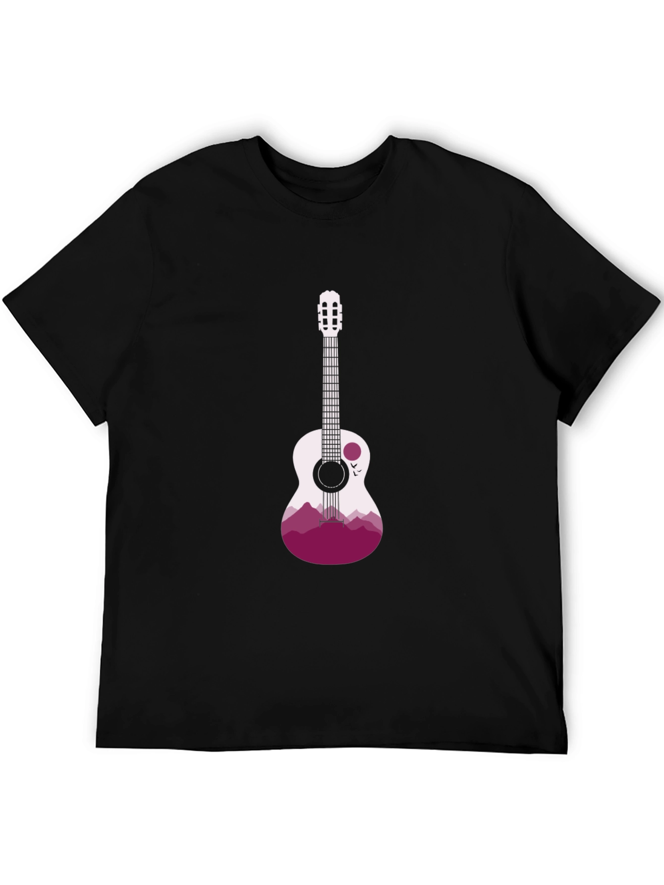 Guitar Mountain Graphic Tee - Stylish Black T-Shirt