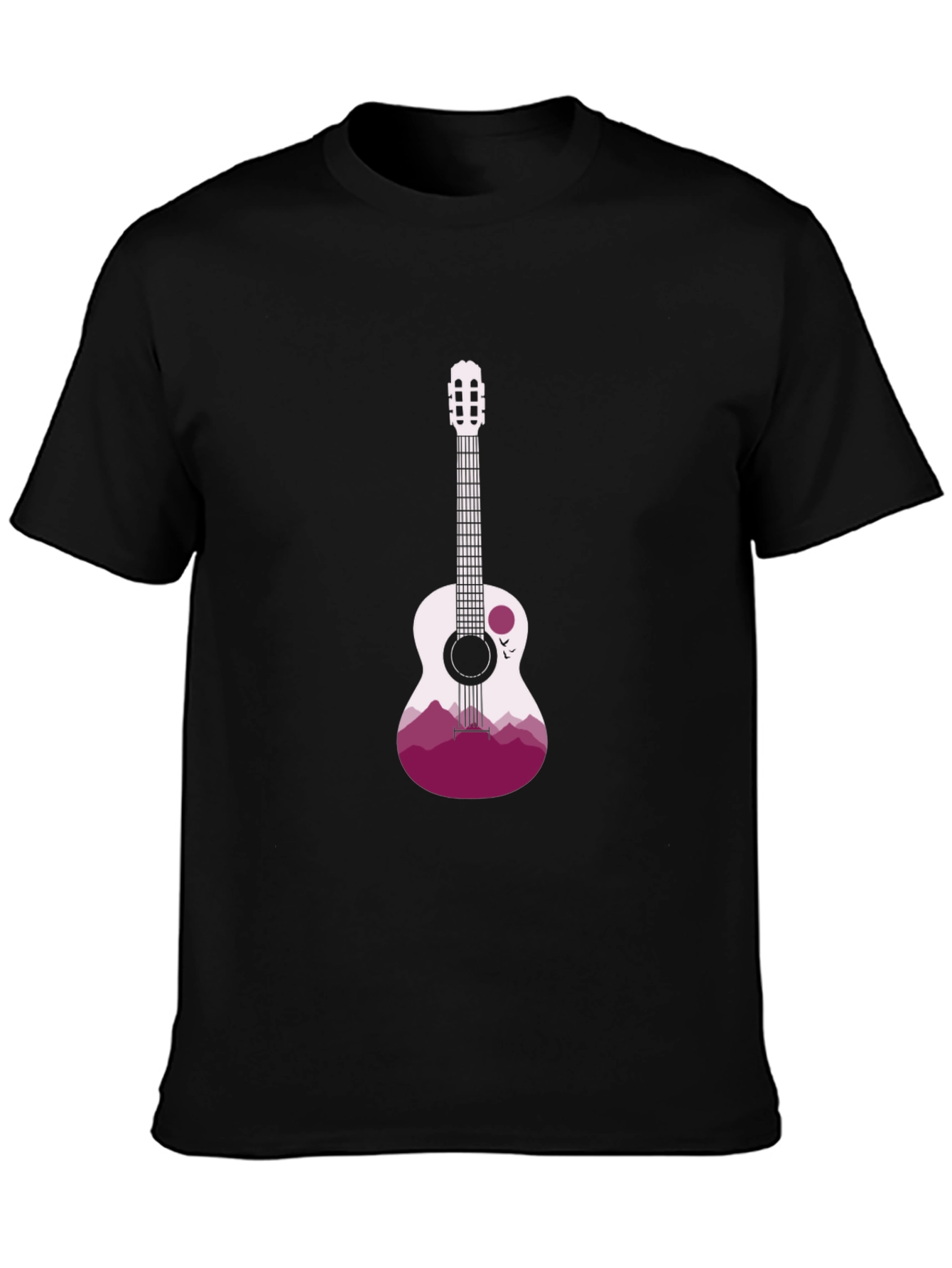 Guitar Mountain Graphic Tee - Stylish Black T-Shirt