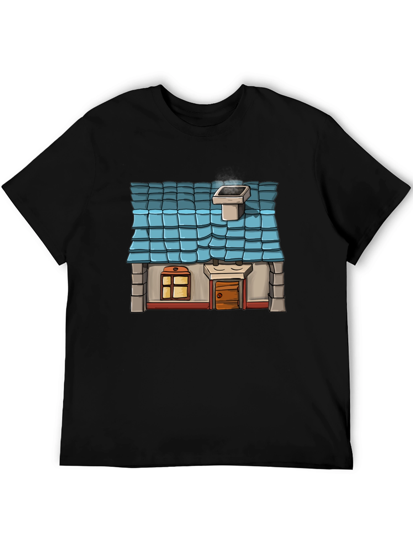 Cartoon House Graphic T-Shirt - Novelty Tee