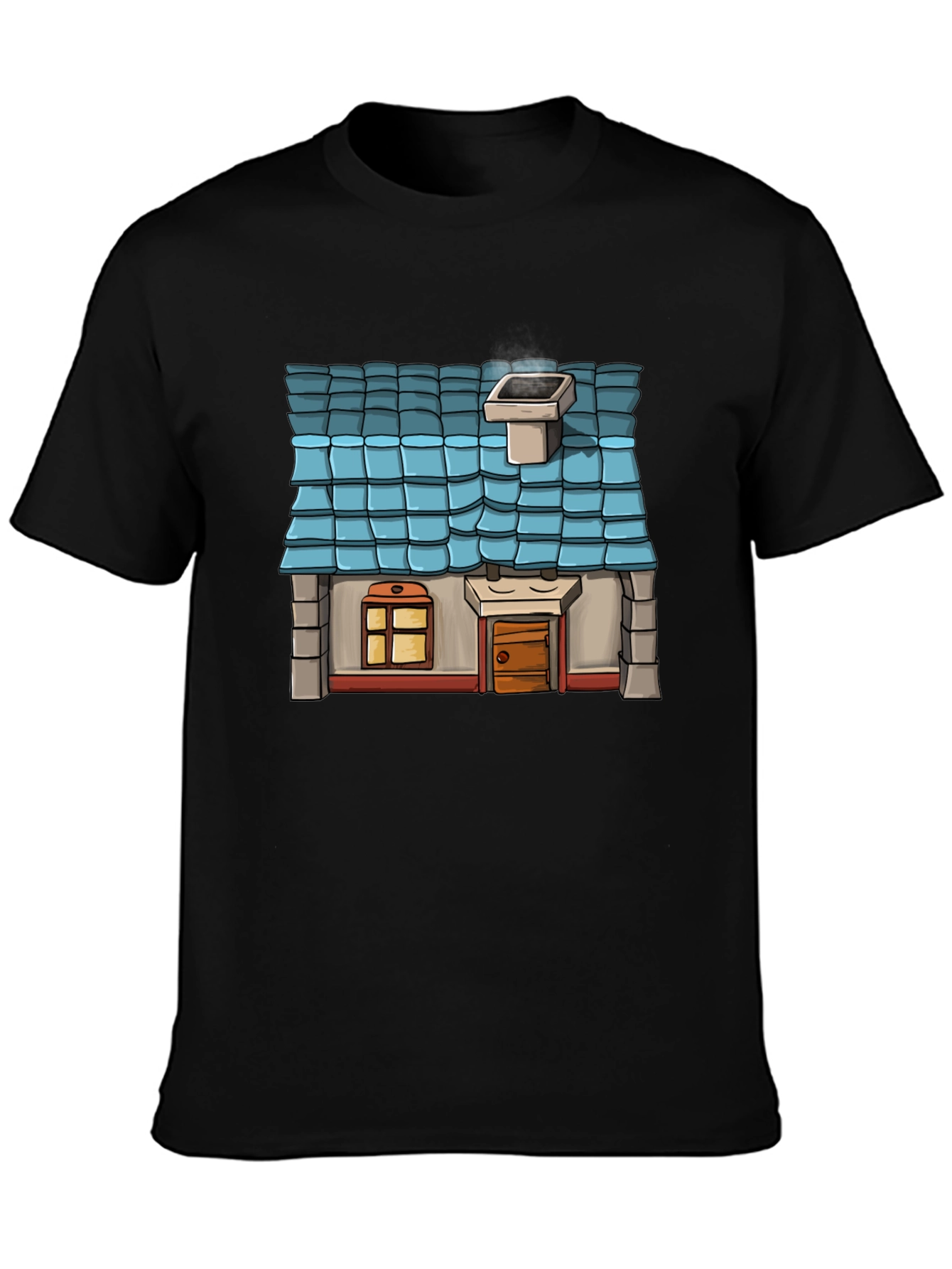 Cartoon House Graphic T-Shirt - Novelty Tee