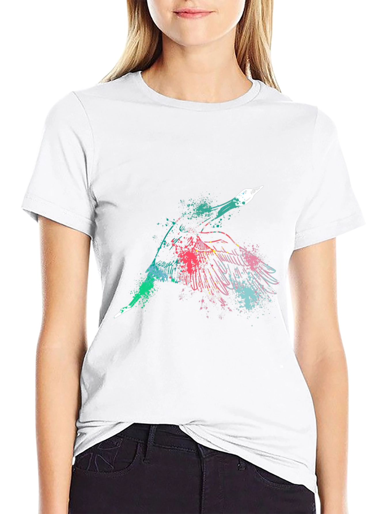 Mens Black Graphic Tee - Flying Bird Design