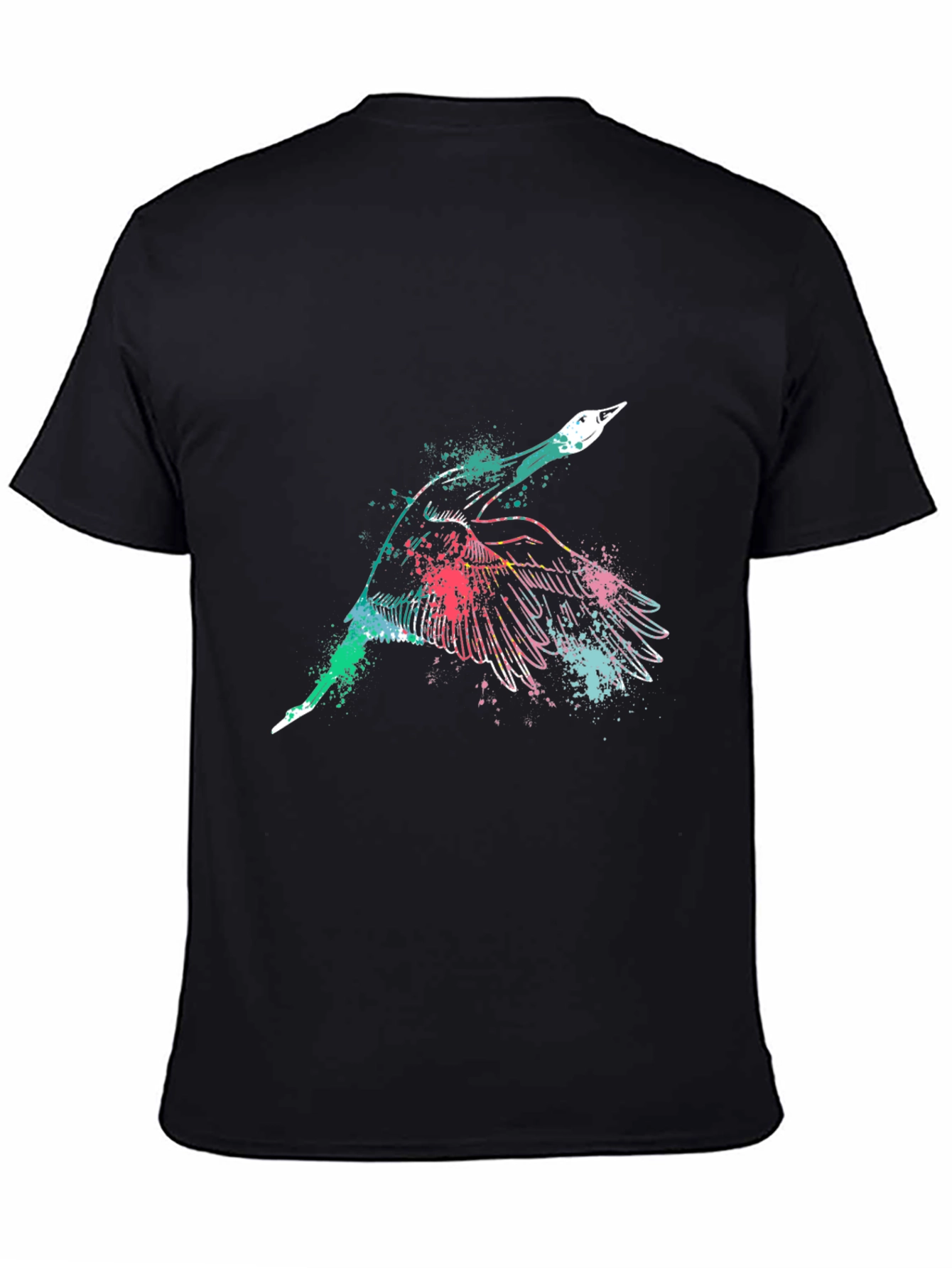 Mens Black Graphic Tee - Flying Bird Design