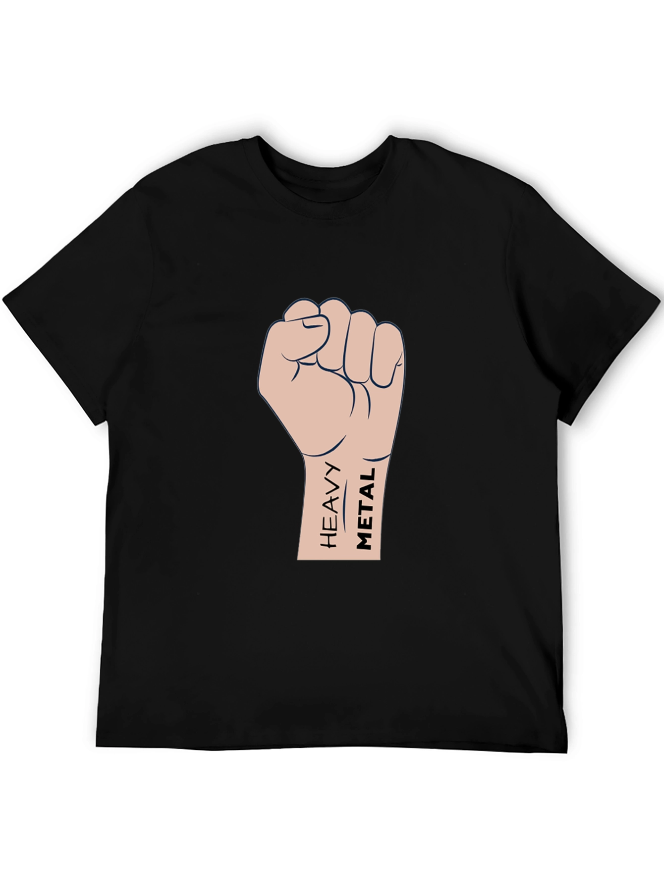 Heavy Metal Fist Graphic T-Shirt - Black Cotton Tee