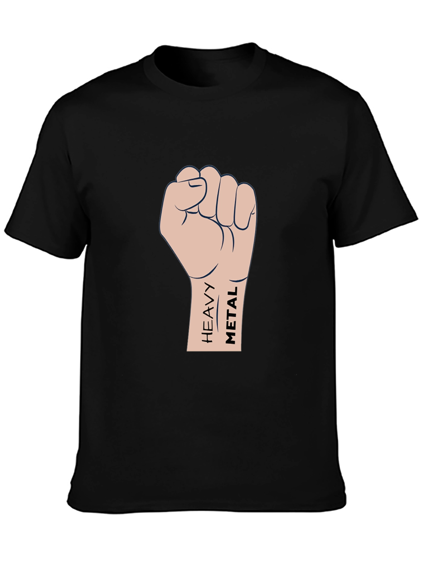 Heavy Metal Fist Graphic T-Shirt - Black Cotton Tee