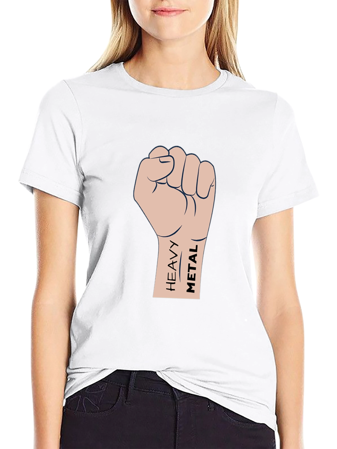 Heavy Metal Fist Graphic T-Shirt - Black Cotton Tee