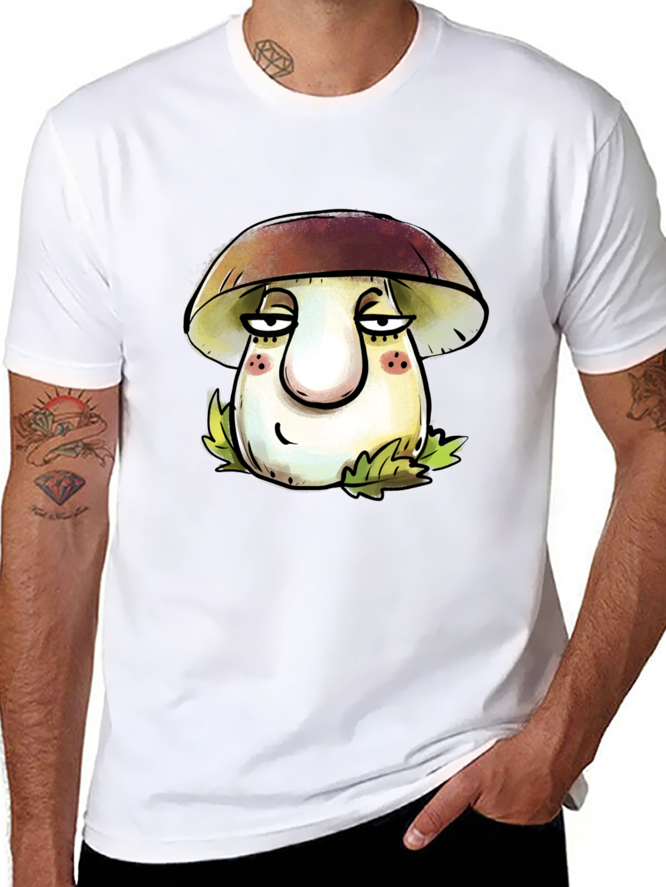 Mushroom Cartoon T-Shirt - Unisex Black Tee