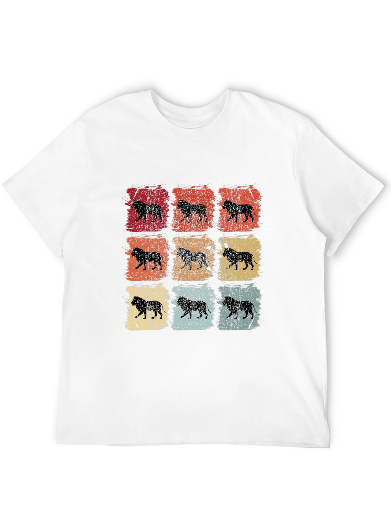 Retro Lion Print Mens T-Shirt