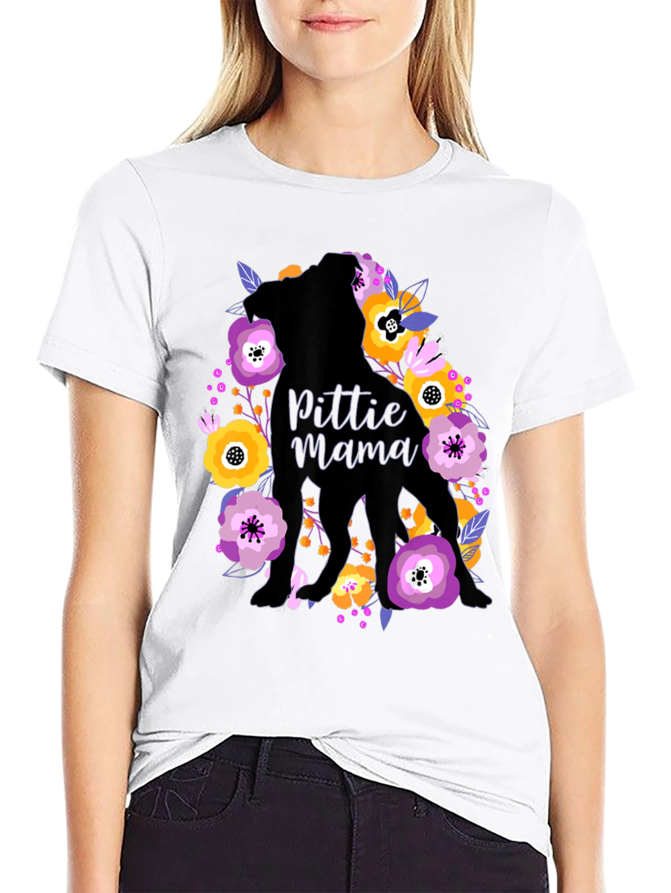 Pittie Mama Floral T-Shirt - Dog Lover Gift