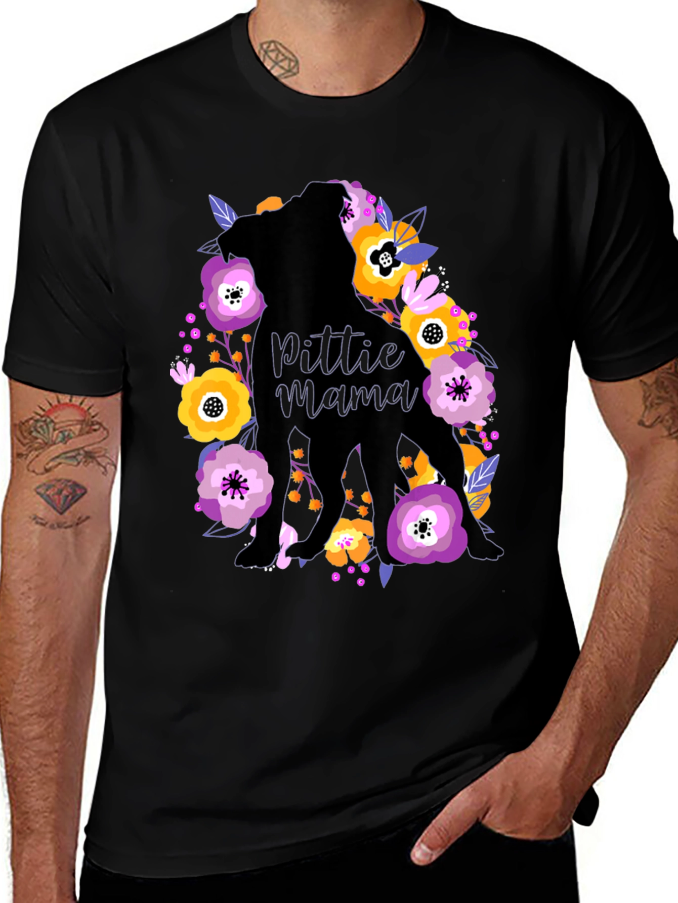 Pittie Mama Floral T-Shirt - Dog Lover Gift