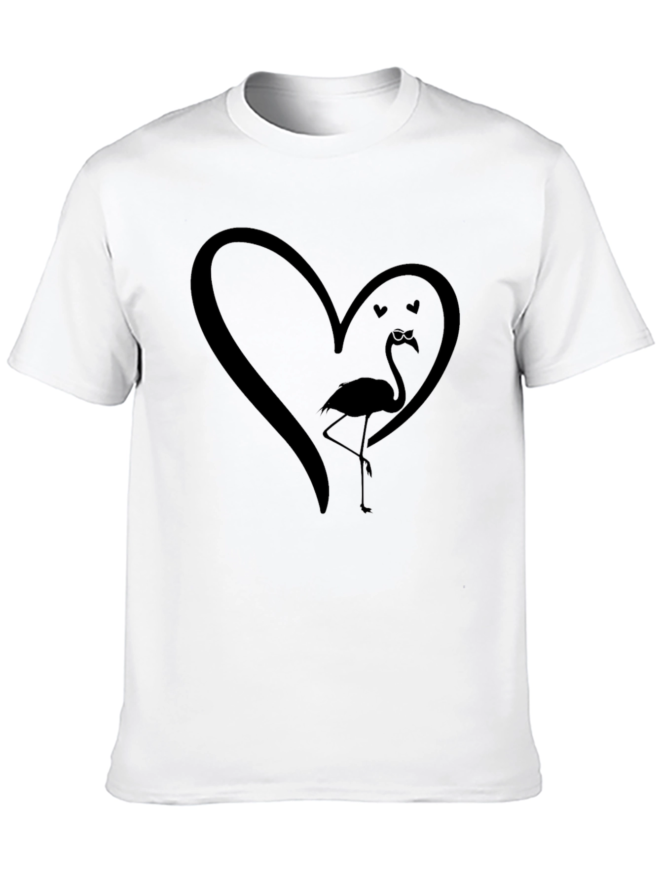 Mens Black Flamingo Heart Graphic Tee