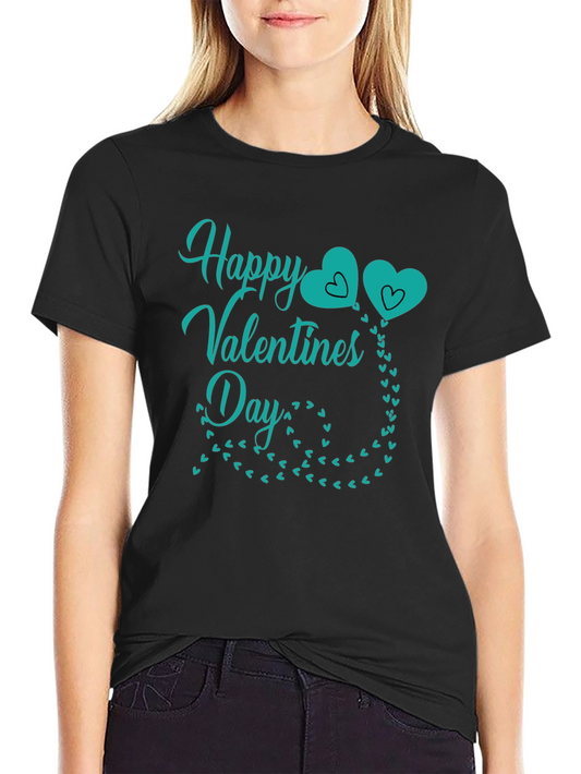 Happy Valentines Day Black Graphic Tee