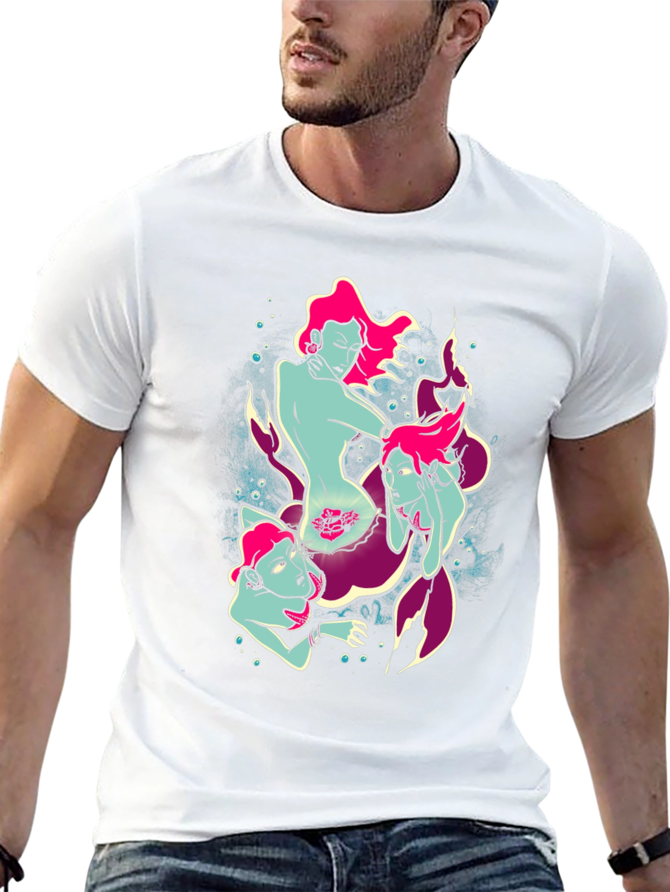Mermaid Graphic Tee - Unique Sea Siren Design