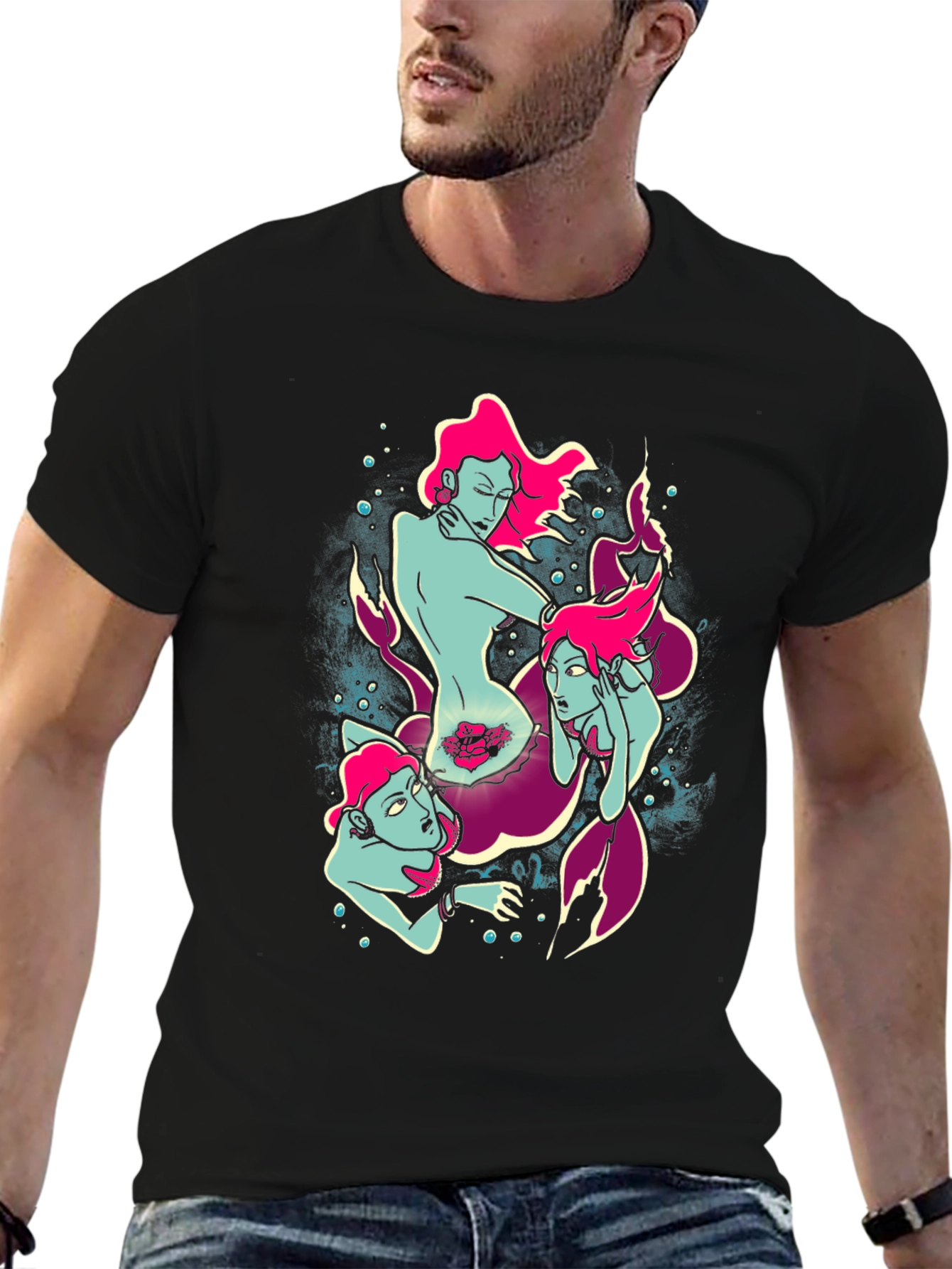 Mermaid Graphic Tee - Unique Sea Siren Design
