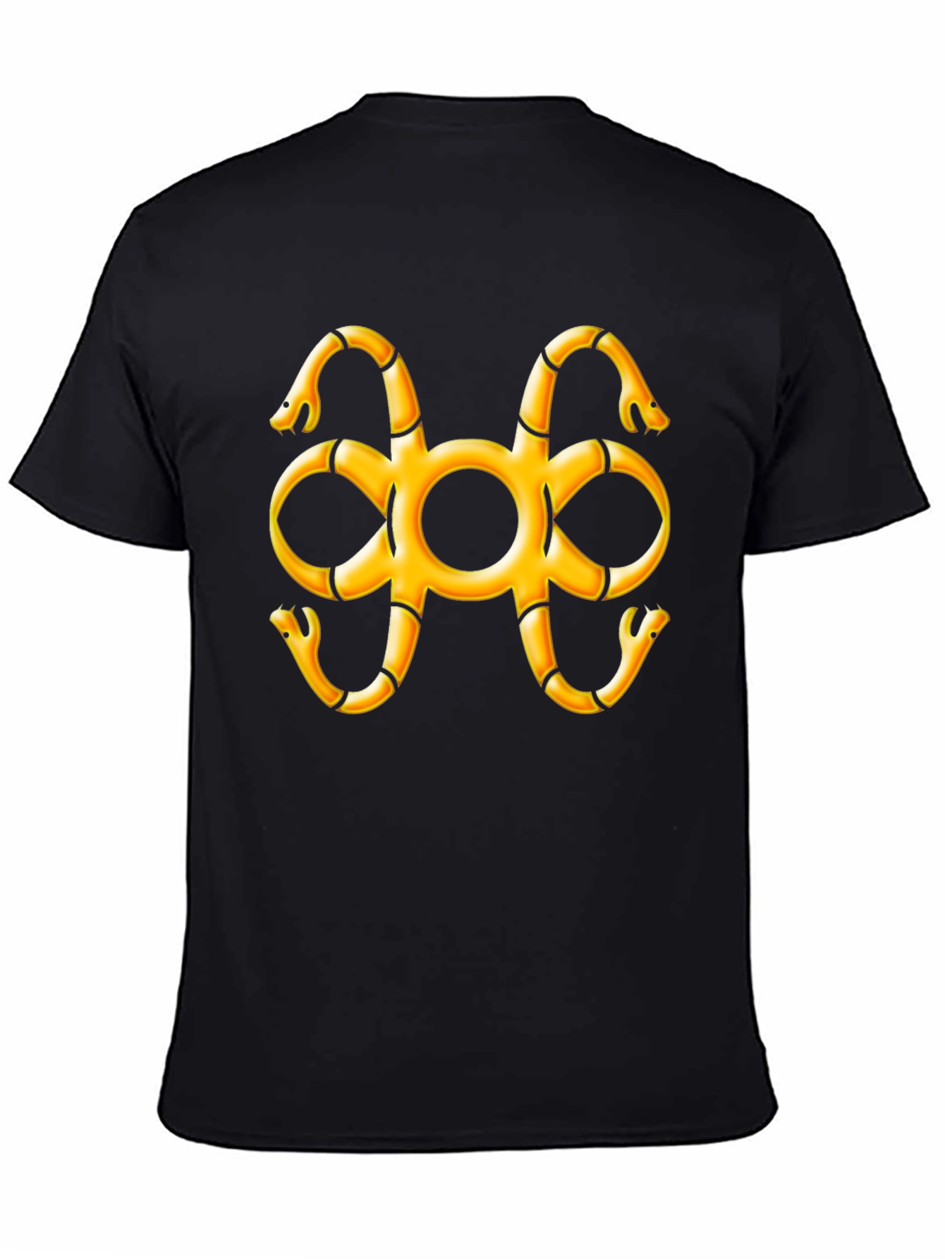 Black T-Shirt with Snake Adinkra Symbol