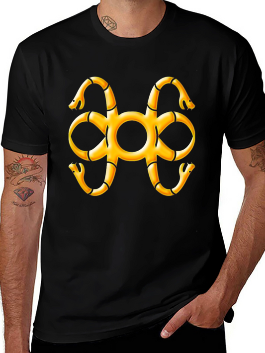 Black T-Shirt with Snake Adinkra Symbol