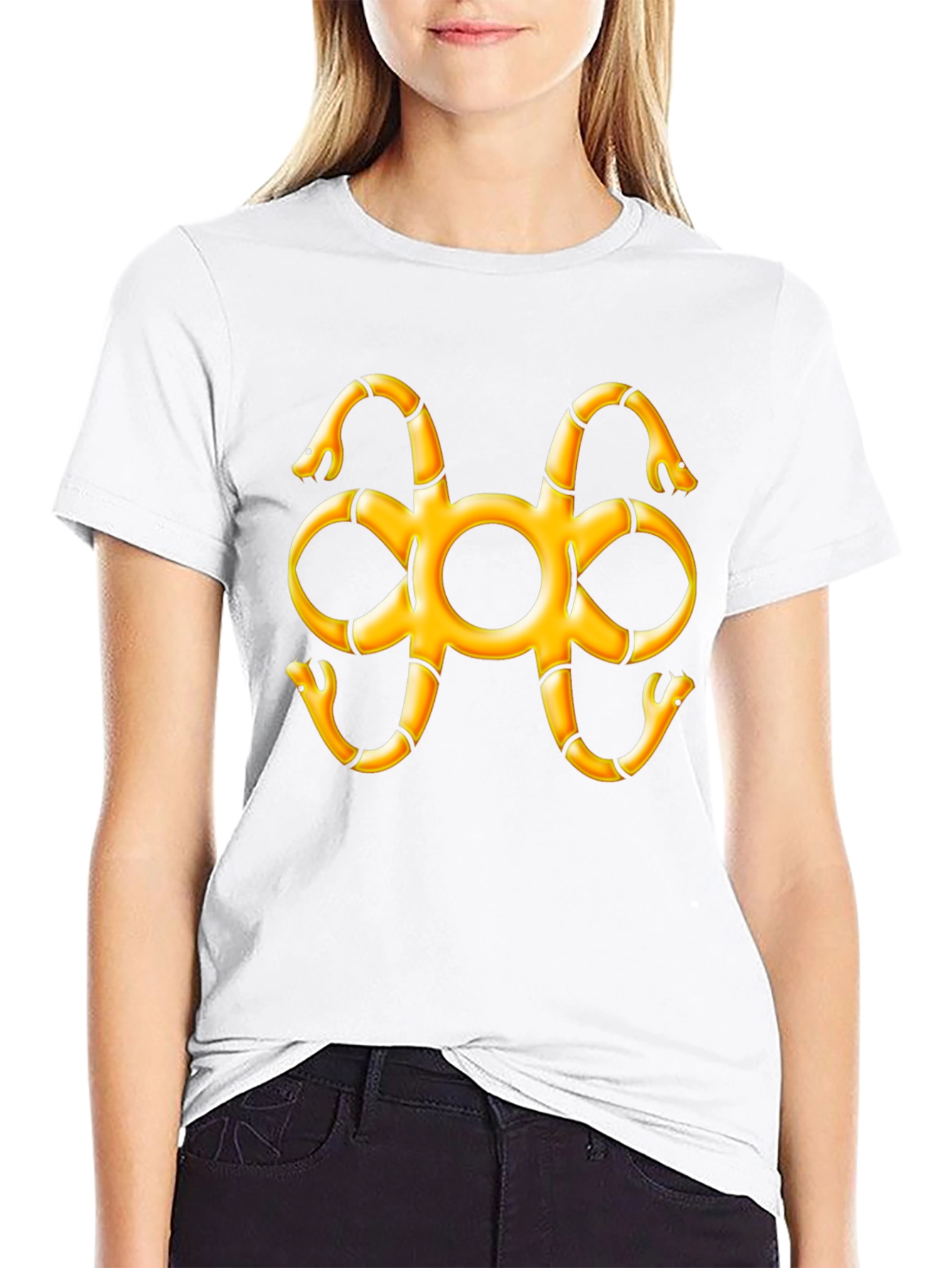Black T-Shirt with Snake Adinkra Symbol